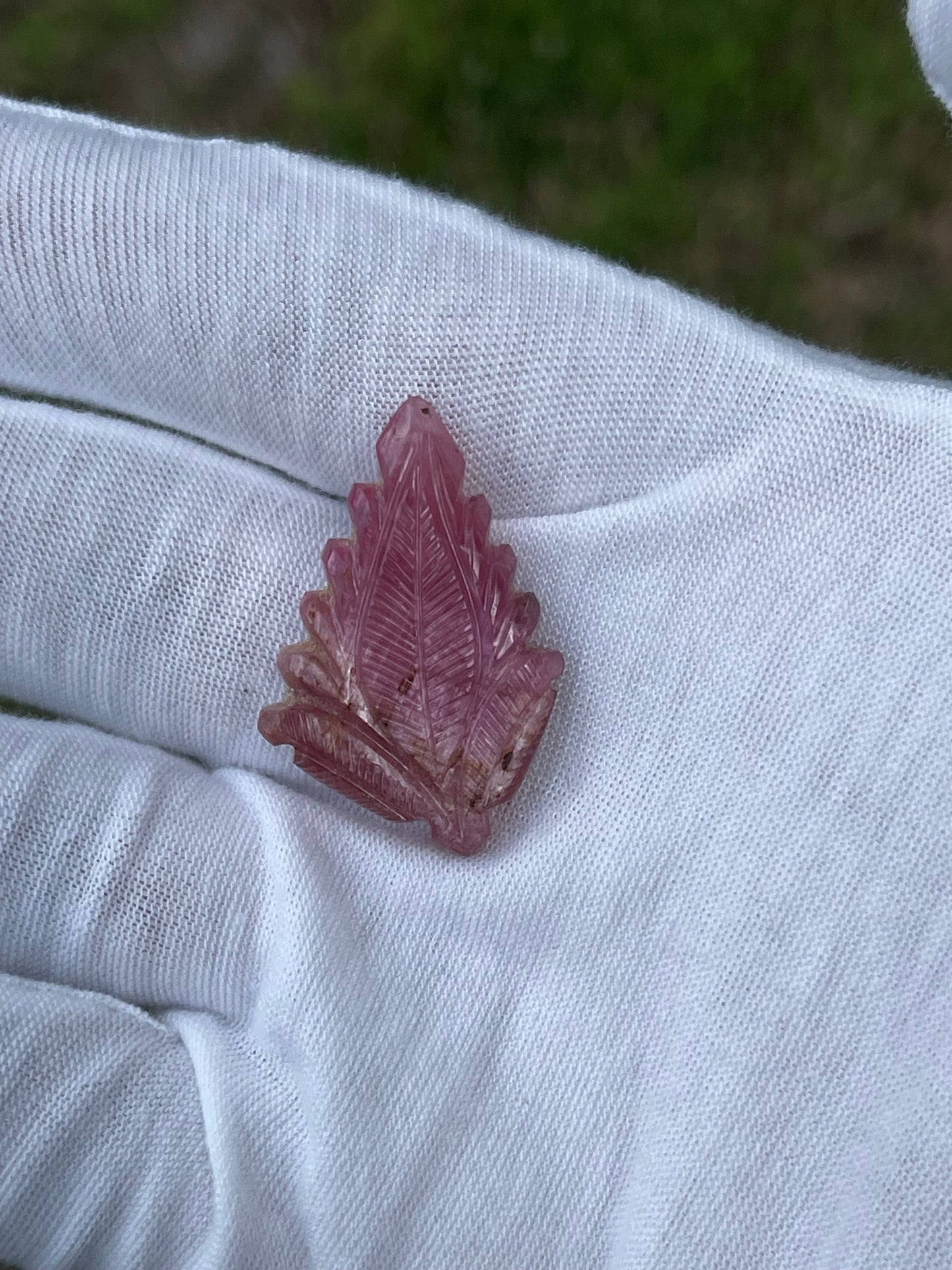 32.42 Carat Natural Pink Tourmaline Hand Carved Leaf Loose Gemstone