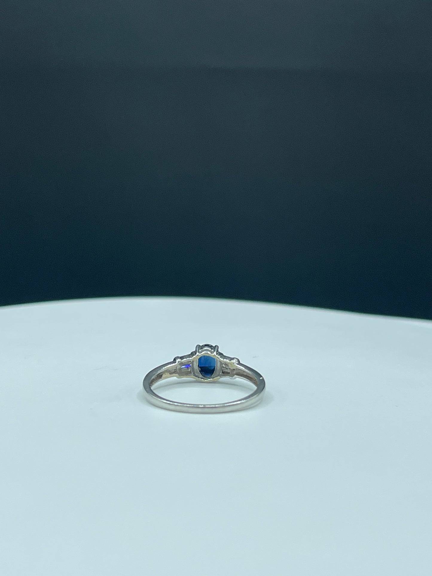 Natural Sapphire & Diamond Platinum Engagement Ring (Size 7)