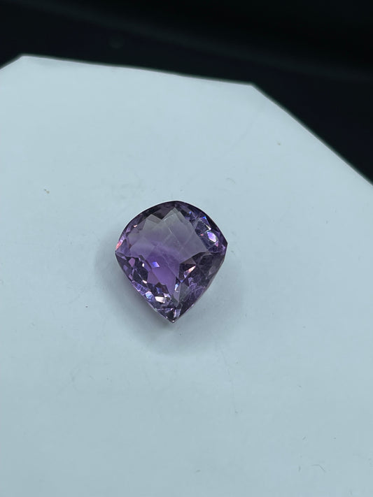 15.41 Carat Natural Rose De France Amethyst Pear Checkerboard Cut Loose Gemstone 18x16x10 MM