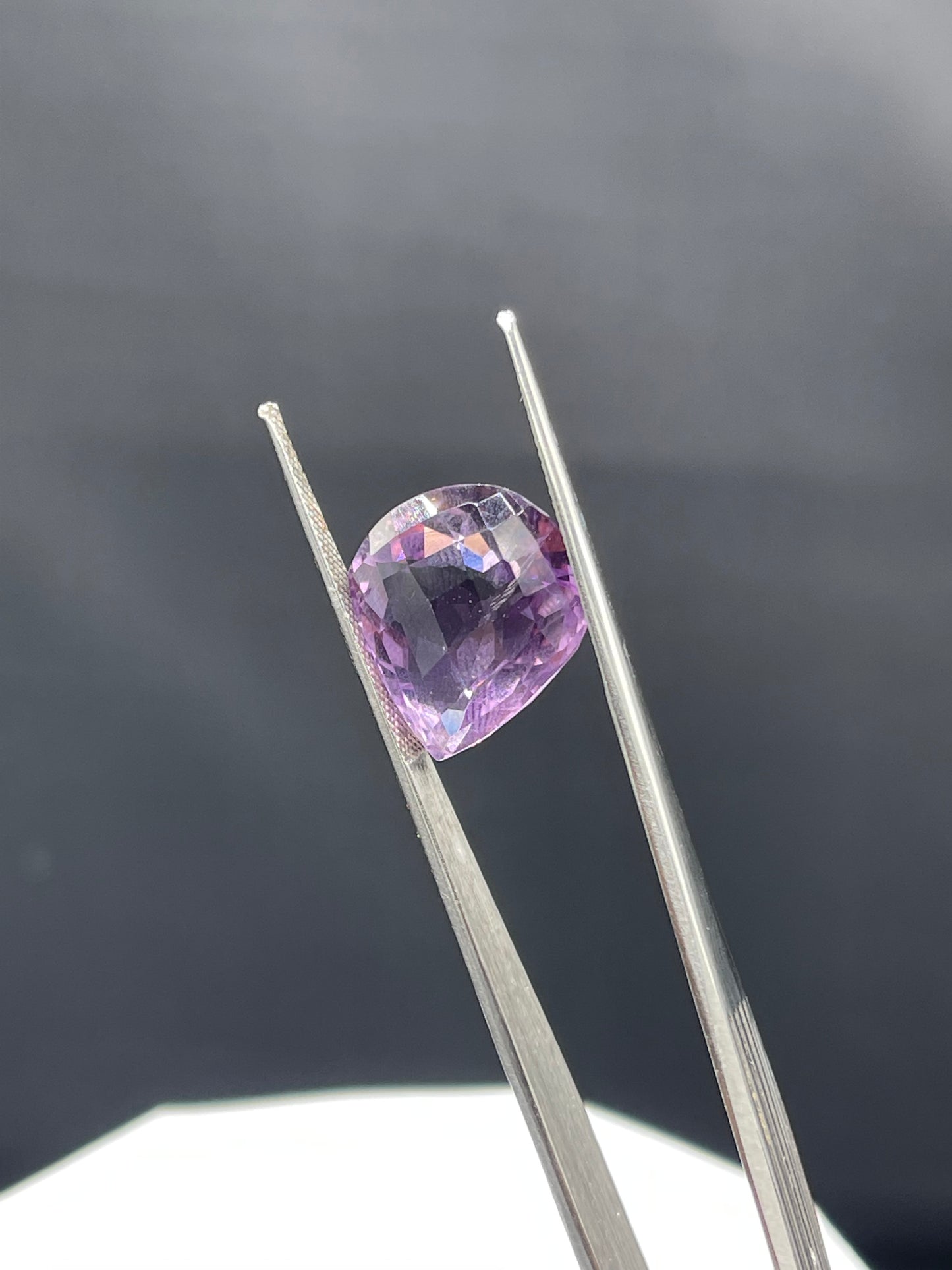 15.41 Carat Natural Rose De France Amethyst Pear Checkerboard Cut Loose Gemstone 18x16x10 MM