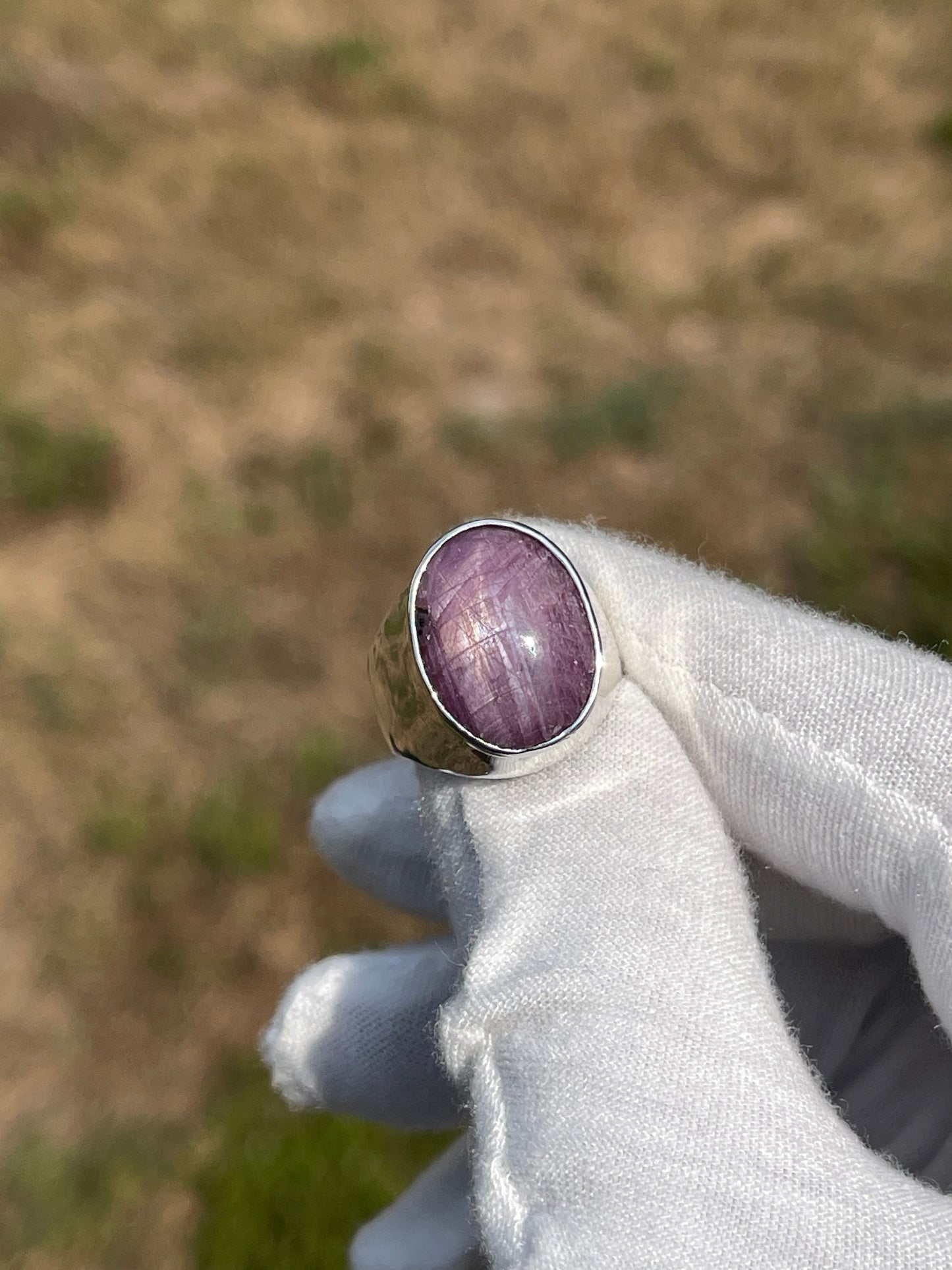 Exquisite Oval Star Ruby Sterling Silver Ring | Unisex Size 7.25 | Excellent Asterism