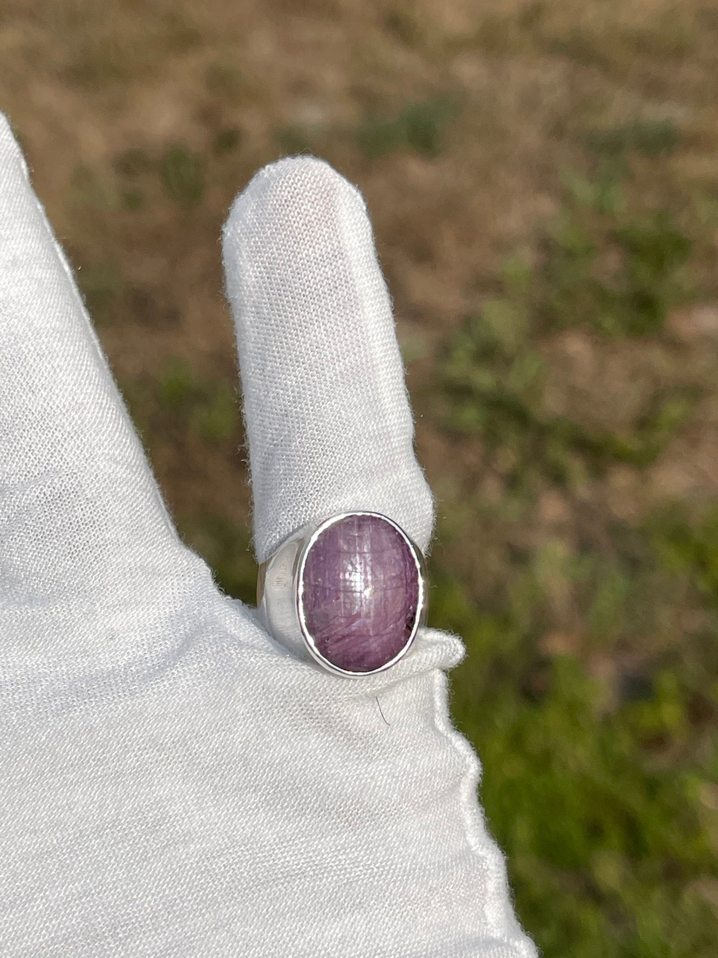 Exquisite Oval Star Ruby Sterling Silver Ring | Unisex Size 7.25 | Excellent Asterism