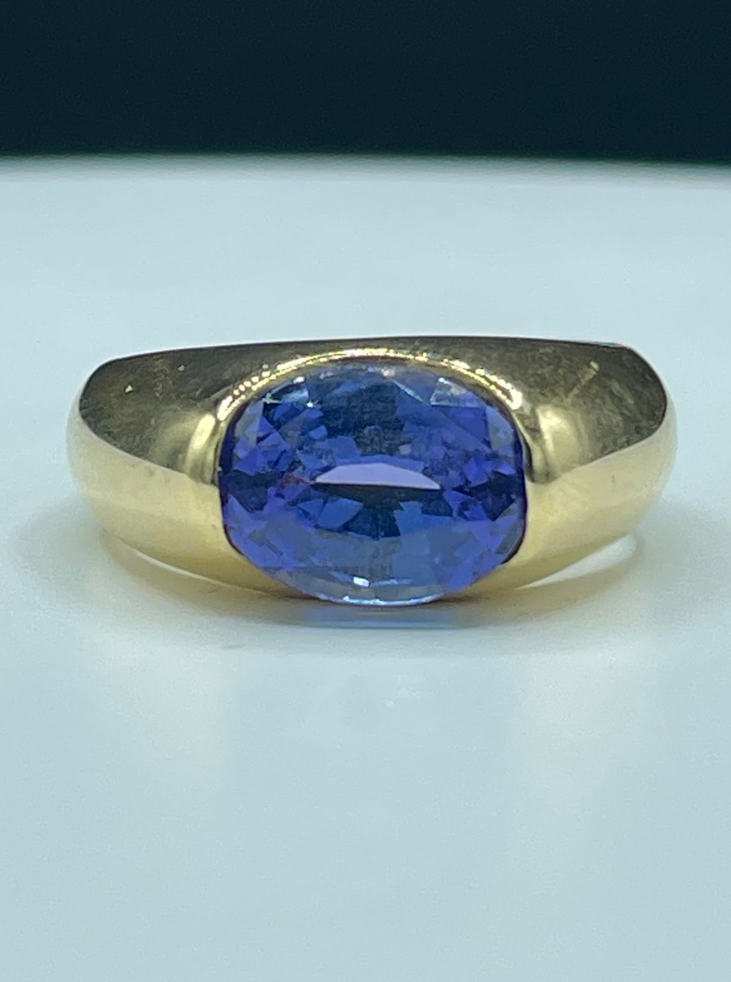 4.77 Carat Natural AAA Tanzanite 18k Yellow Gold Statement Ring (Size 10)