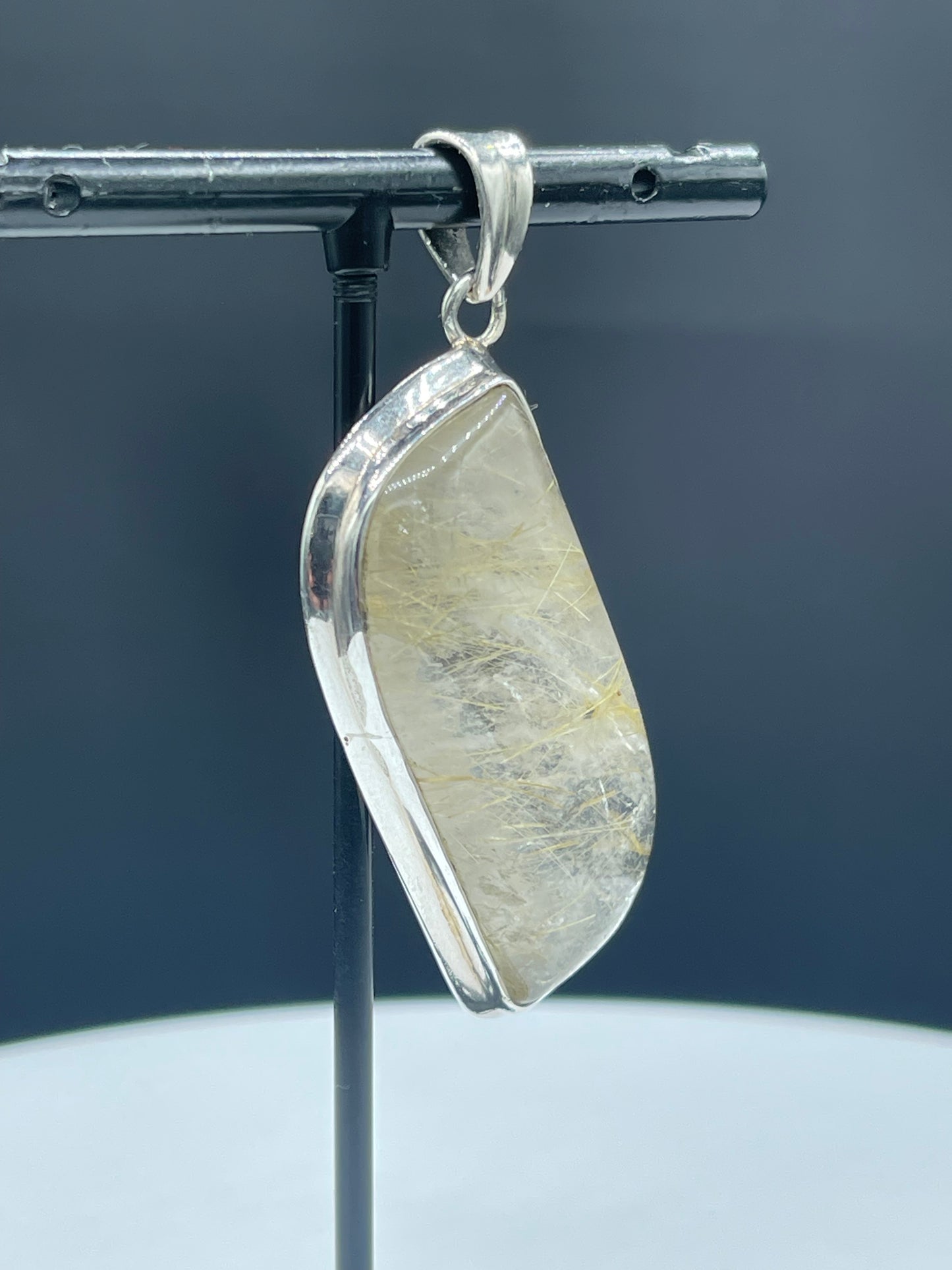 Large Natural Rutile Quartz Sterling Silver Pendant