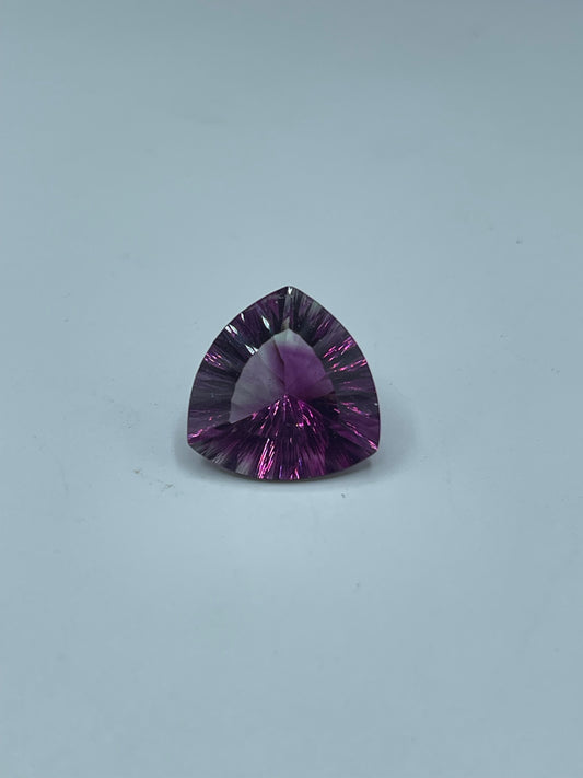 Purple Pink Natural Fluorite Trillion Laser Cut Loose Gemstone, 12.11 Carats, Flawless, 16x16 MM - Rare Brazilian Treasure