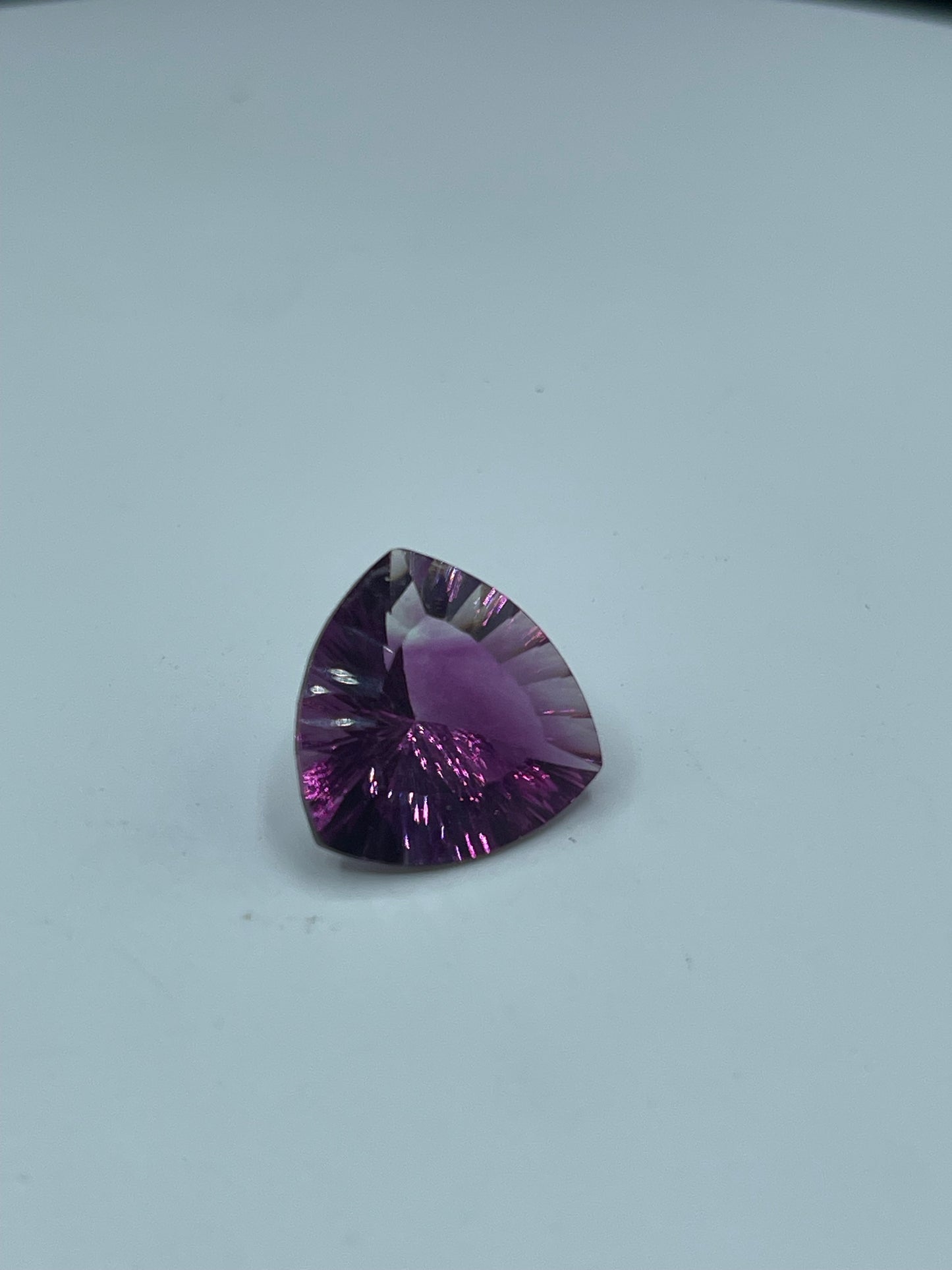 Purple Pink Natural Fluorite Trillion Laser Cut Loose Gemstone, 12.11 Carats, Flawless, 16x16 MM - Rare Brazilian Treasure