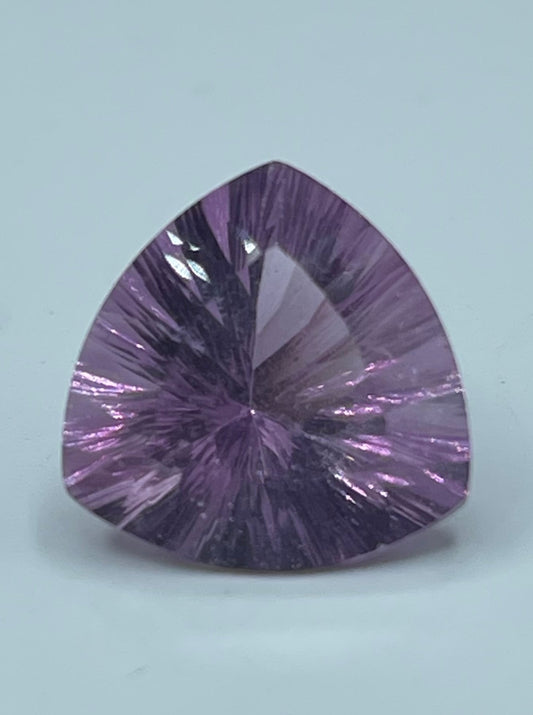 Violet Pink Natural Fluorite Trillion Laser Cut Loose Gemstone, 13.51 Carats, Flawless, 16x16 MM - Rare Brazilian Beauty