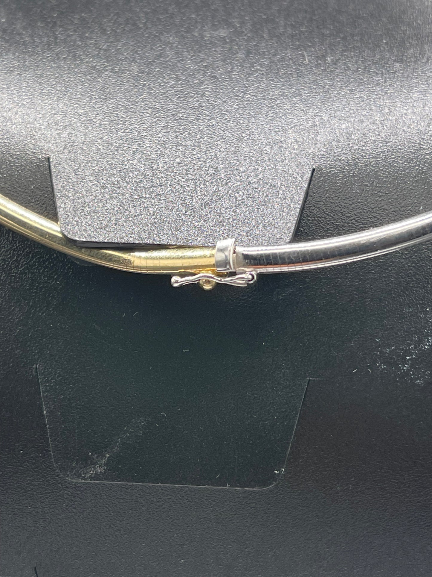 14k Two Tone Yellow + White Gold And Diamond Bypass Omega Necklace