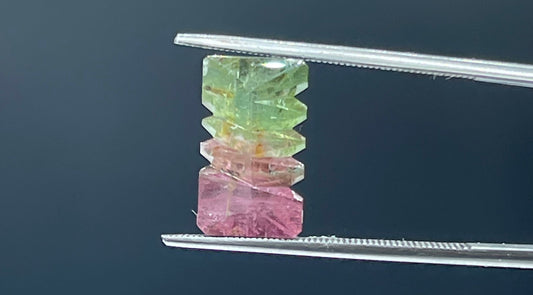 4.59 Carat Natural Watermelon Tourmaline - Bi-Color Green and Pink, Fantasy Munsteiner Cut, 13.8 x 8.1 x 5.4 MM Loose Gemstone