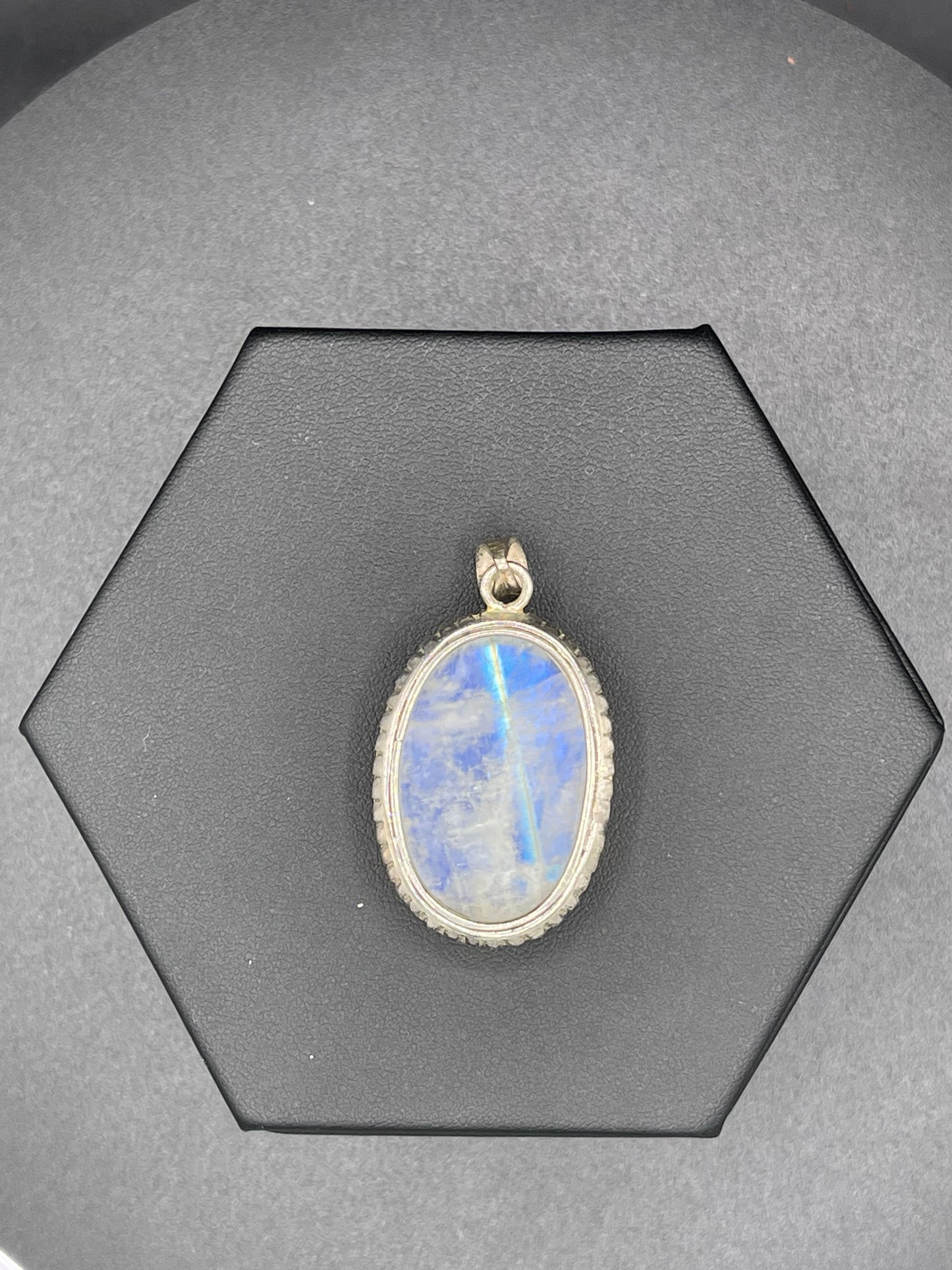 42.13 Carat Natural Rainbow Moonstone Sterling Silver Pendant