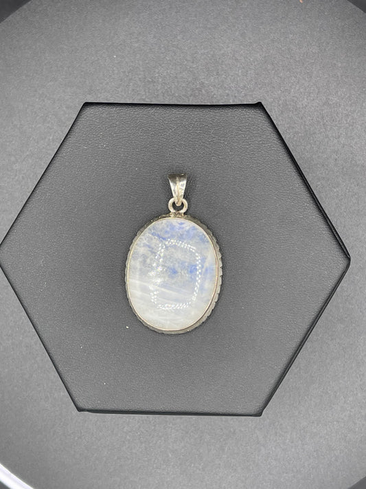 44.41 Carat Natural Rainbow Moonstone Sterling Silver Pendant