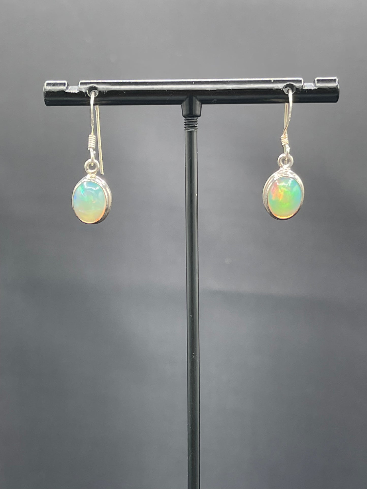 Natural Ethiopian Opal Sterling Silver Dangle Earrings