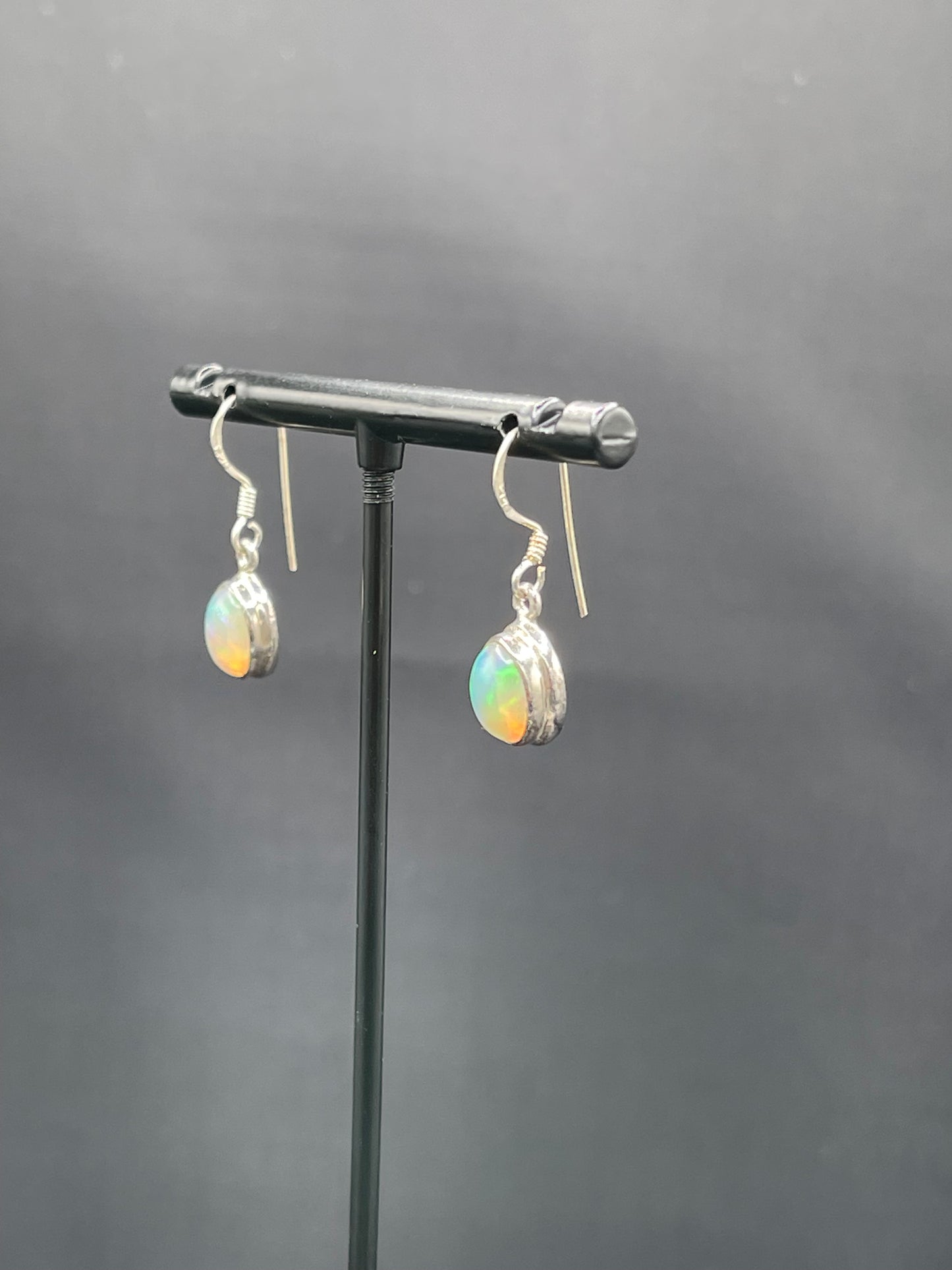 Natural Ethiopian Opal Sterling Silver Dangle Earrings