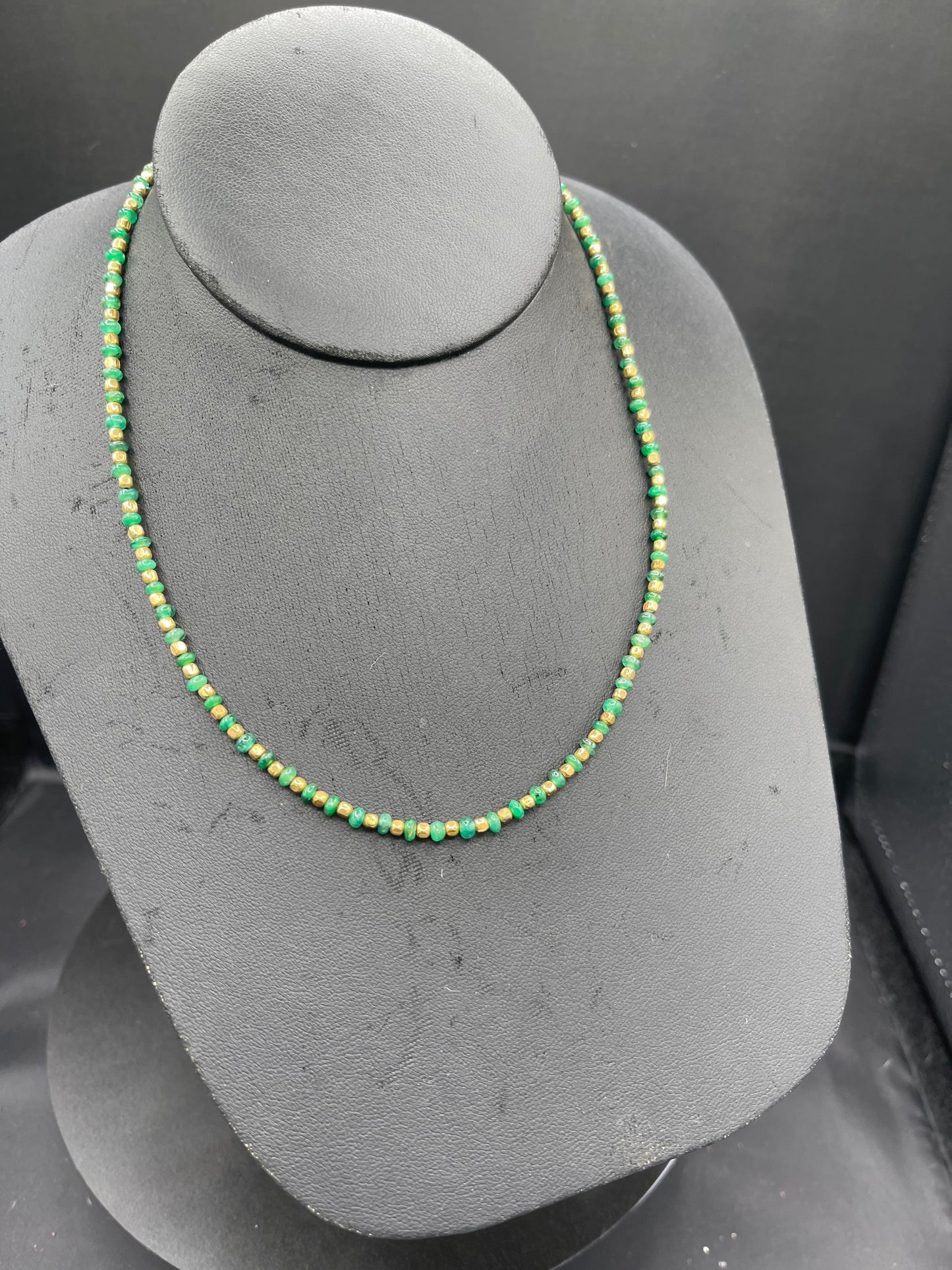 Natural Emerald & Sterling Silver Vermeil Beaded Necklace