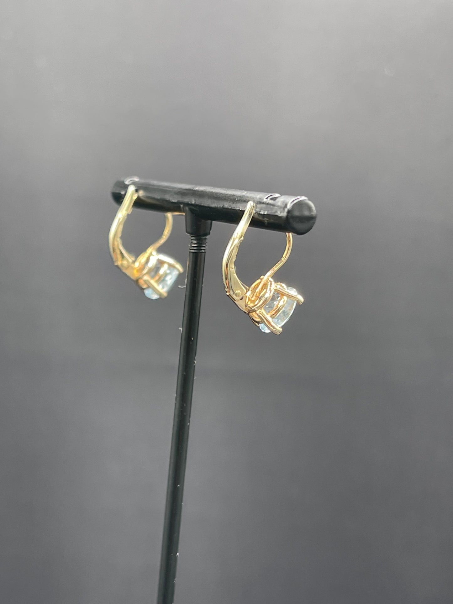 3.76 Carat Natural Aquamarine 14k Yellow Gold Hoop Earrings