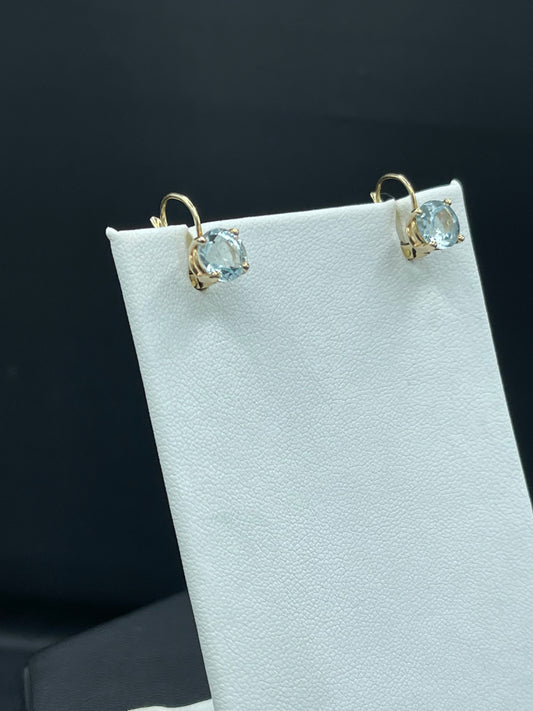 3.76 Carat Natural Aquamarine 14k Yellow Gold Hoop Earrings