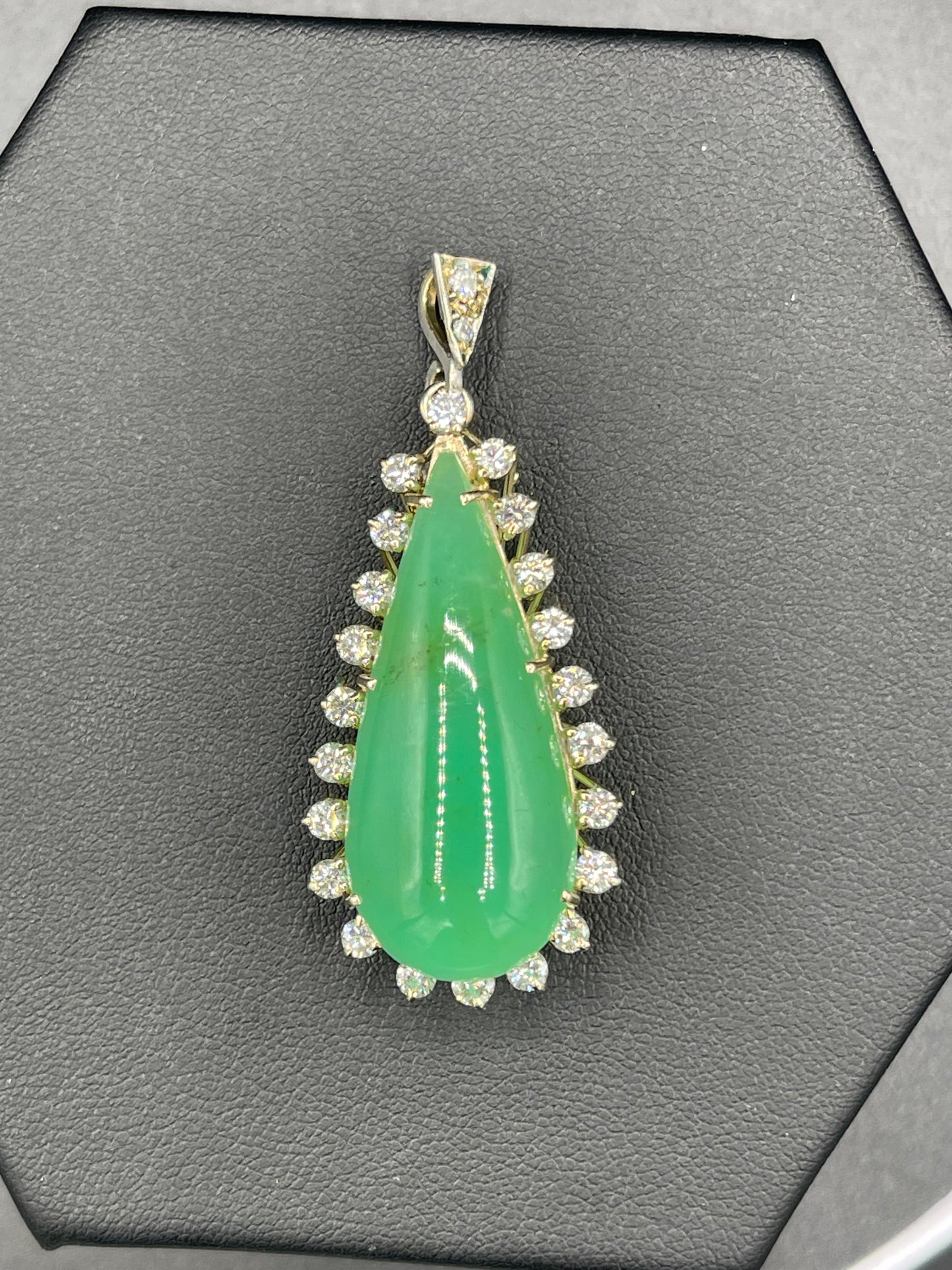 Estate Handmade Jadeite & Diamond 18k Gold Pendant (36+ Carats)