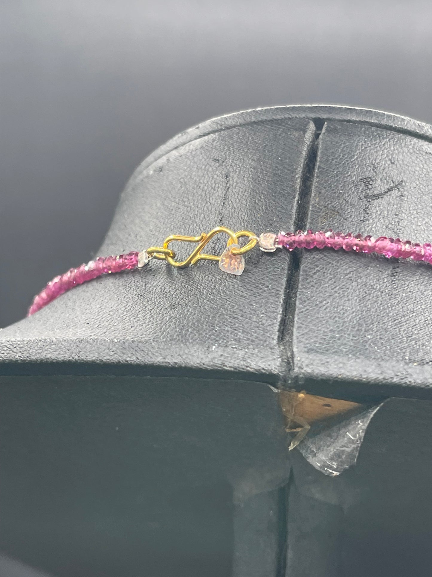 Rhodolite Garnet Faceted 18K Gold S Clasp Necklace