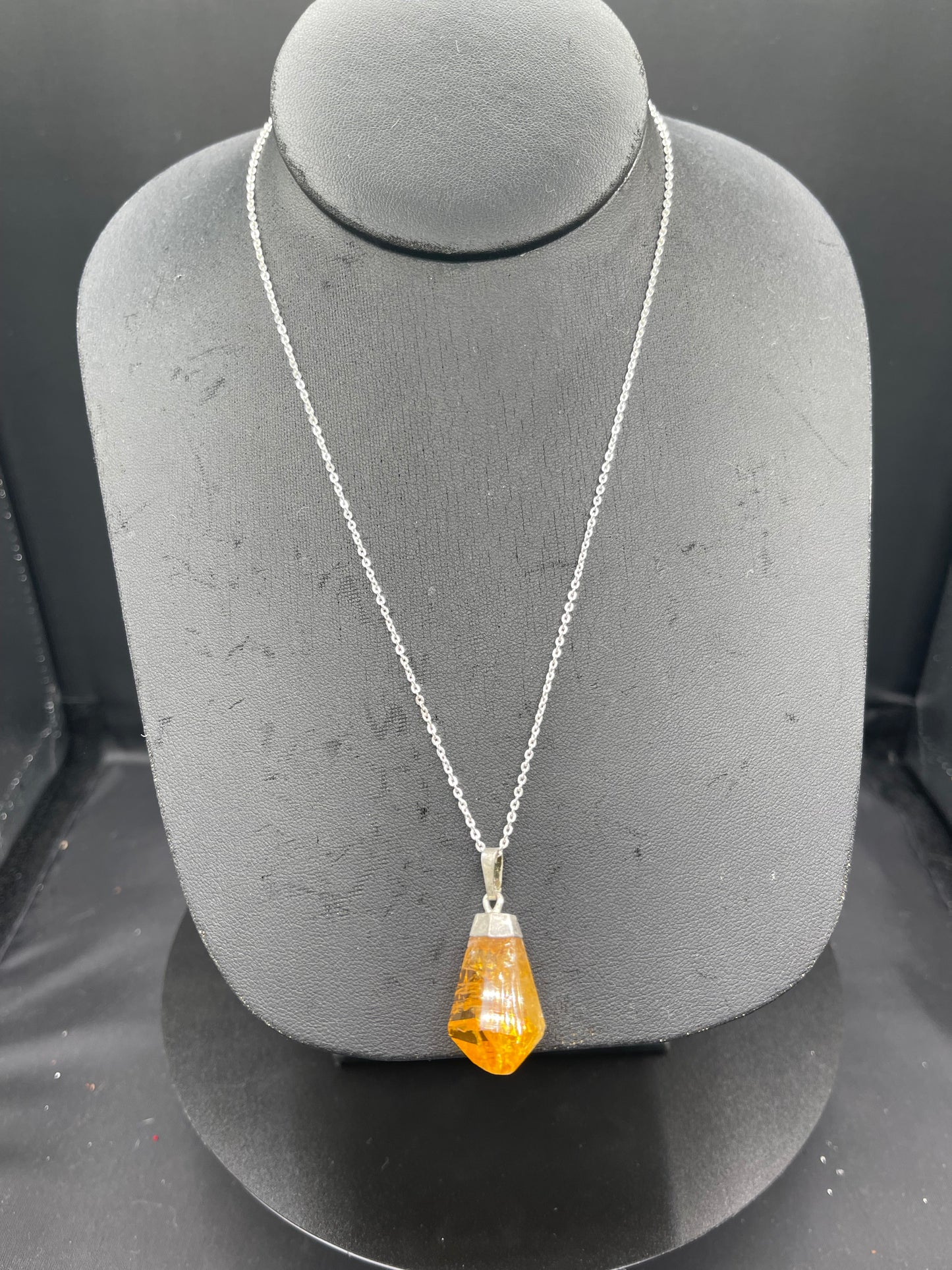 Natural Citrine Crystal Sterling Silver Pendant & Necklace