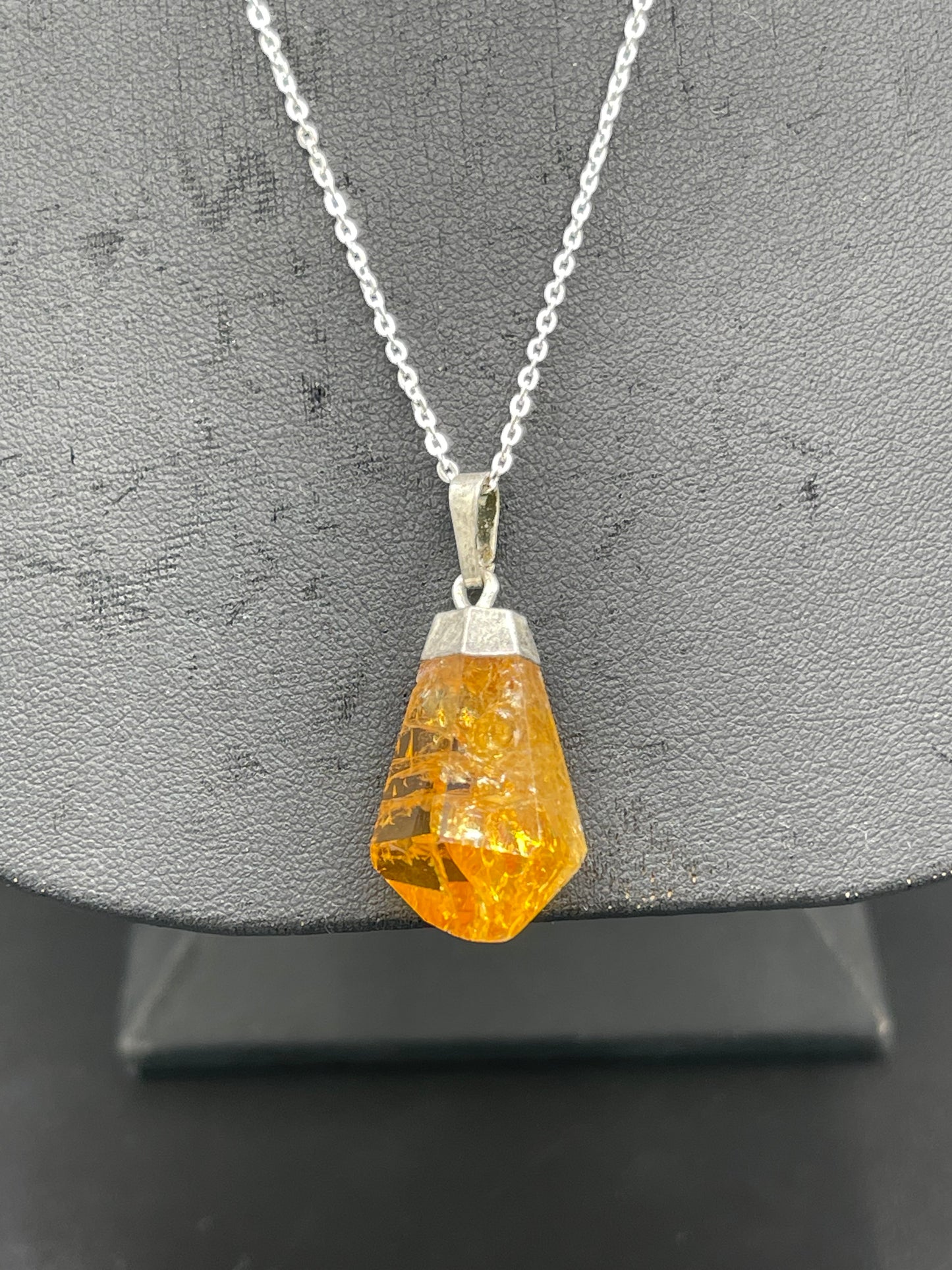 Natural Citrine Crystal Sterling Silver Pendant & Necklace