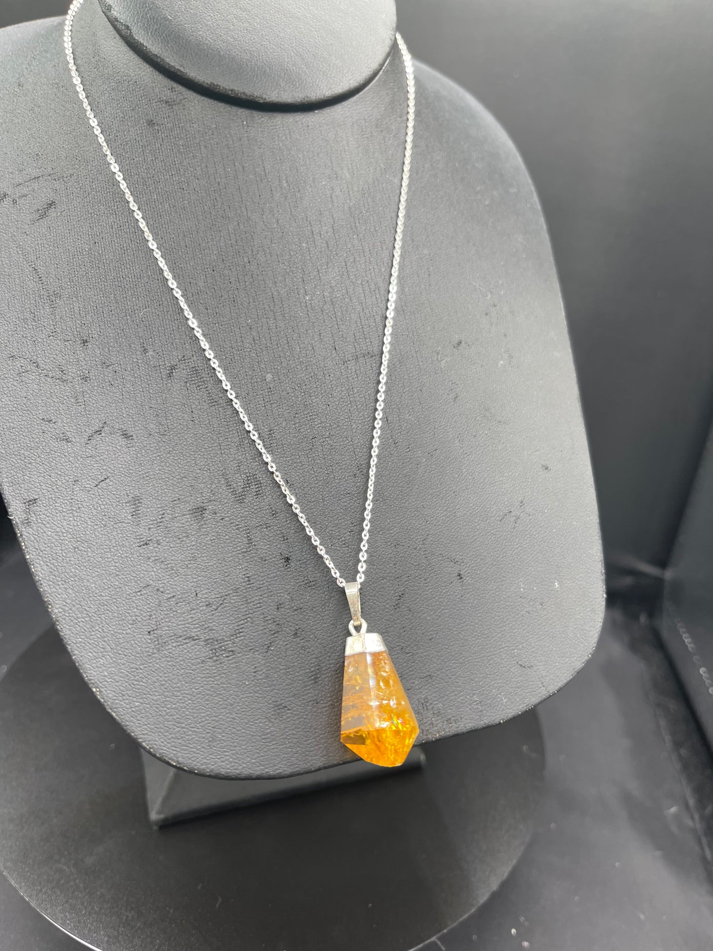 Natural Citrine Crystal Sterling Silver Pendant & Necklace