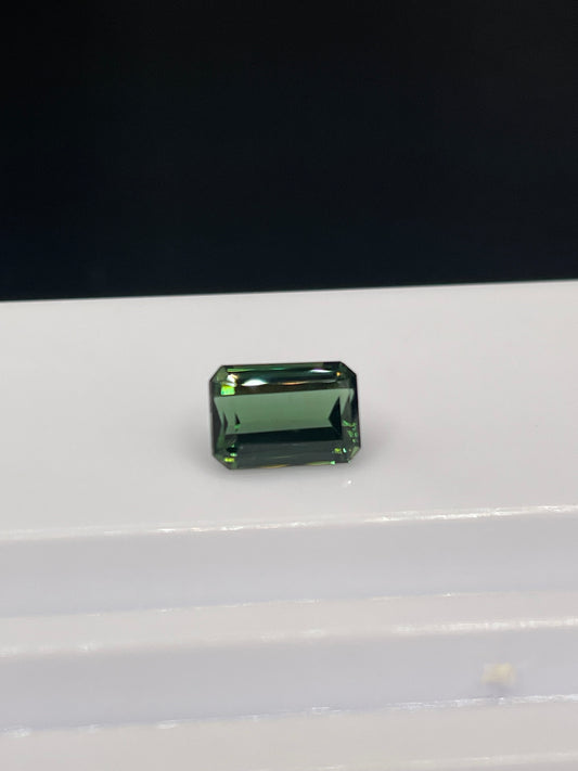 4.10 Carat Natural Green Tourmaline Emerald Cut Loose Gemstone (12x8x5 MM)