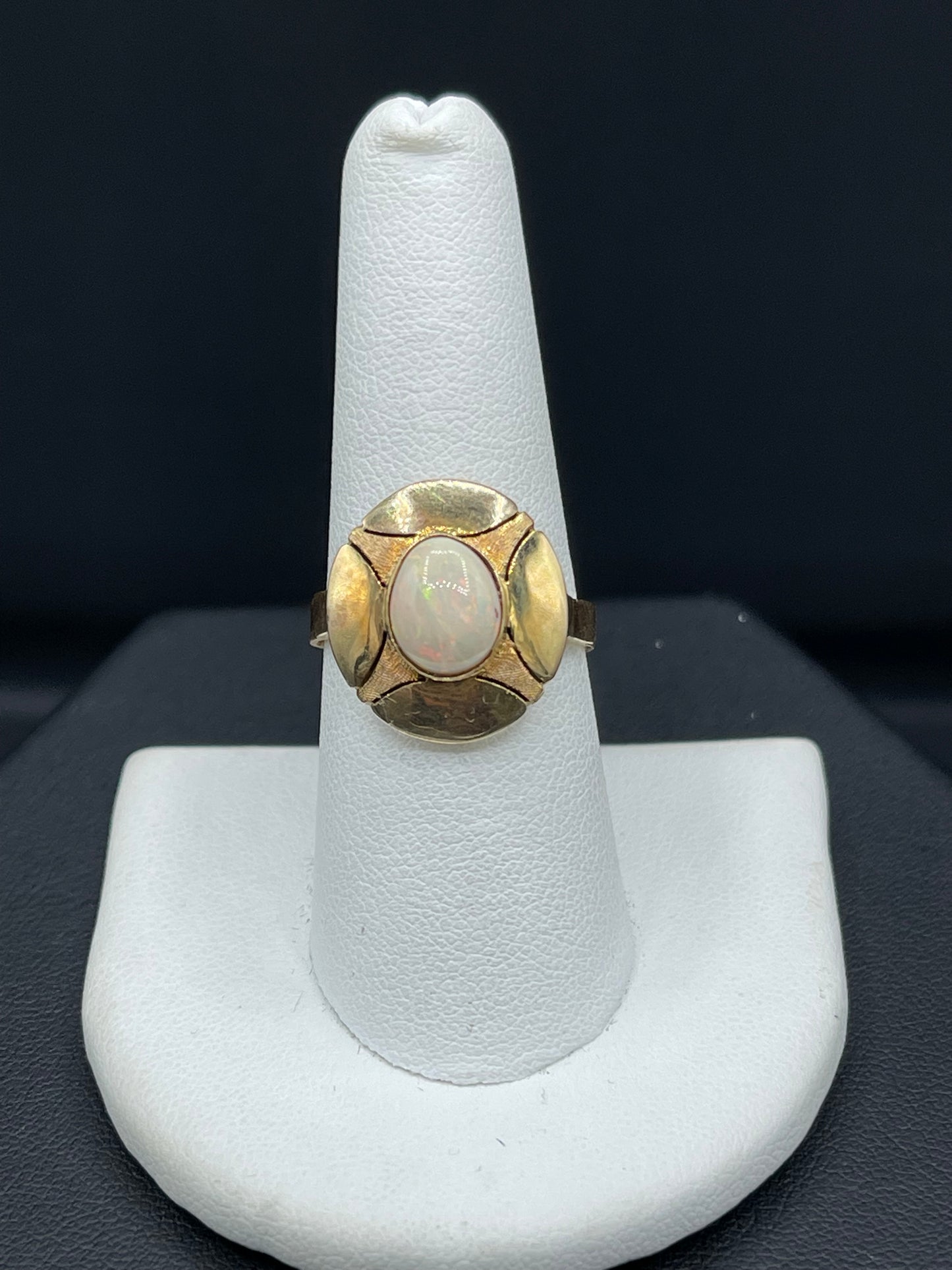 Natural Ethiopian Opal 14k Yellow Gold Ring (Size 8.5)