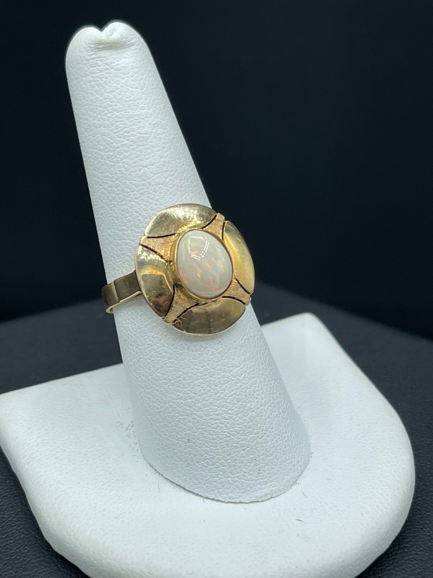 Natural Ethiopian Opal 14k Yellow Gold Ring (Size 8.5)