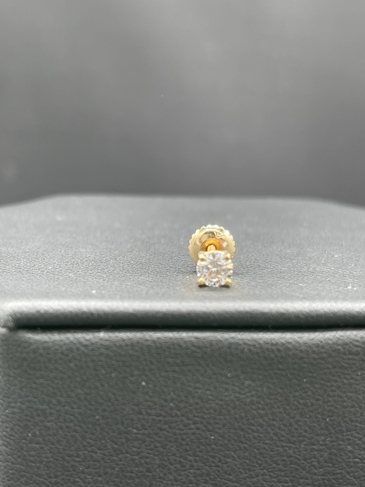 AGI Certified 0.31 Carat Natural Diamond 14k Yellow Gold Single Screw Back Earring