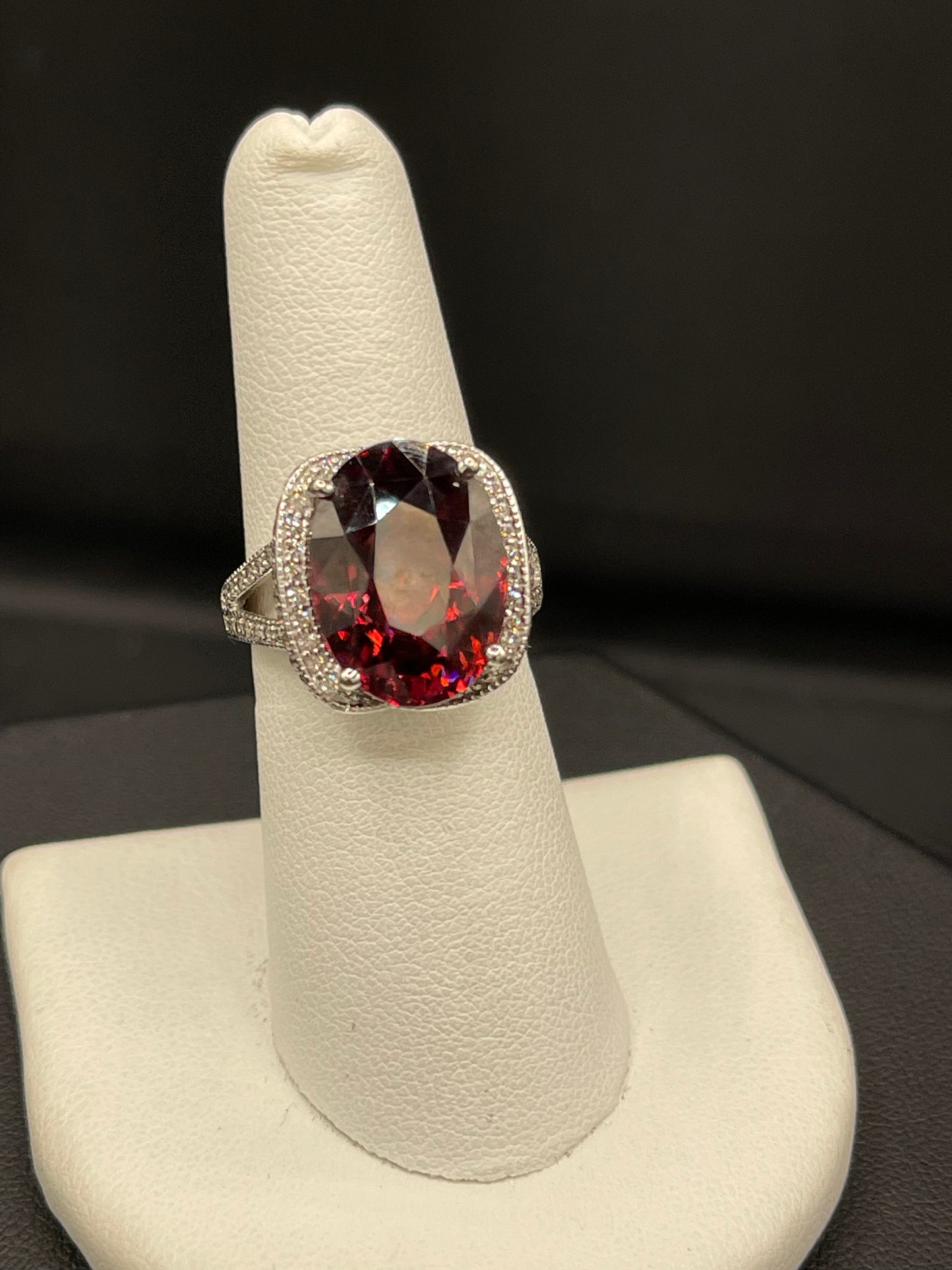 17.76 Carat AGL Rose Zircon & Diamond 14K Designer Ring (Size 6.5)