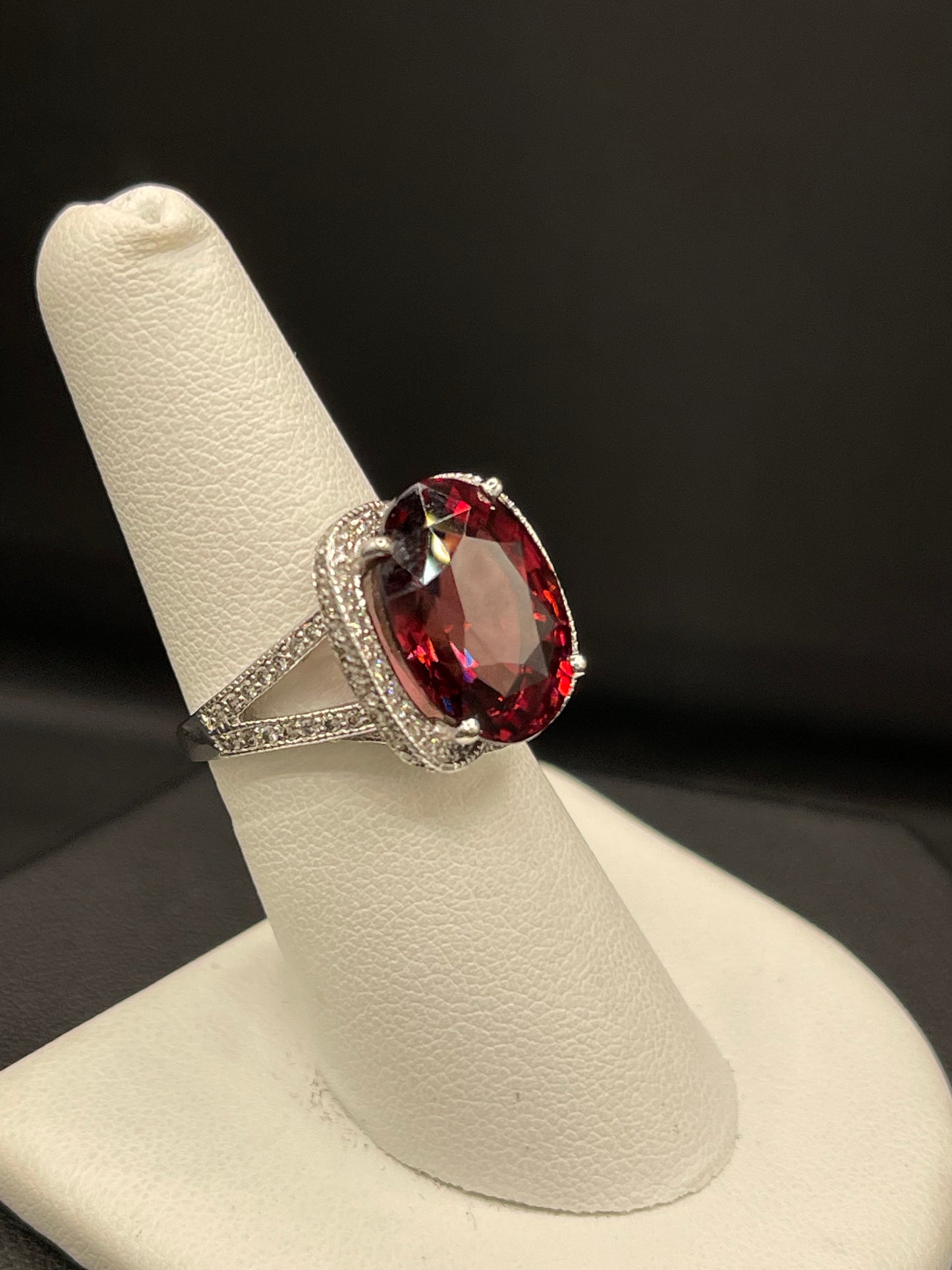 17.76 Carat AGL Rose Zircon & Diamond 14K Designer Ring (Size 6.5)