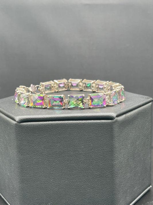 56 Carat Mystic Topaz Sterling Silver Bracelet