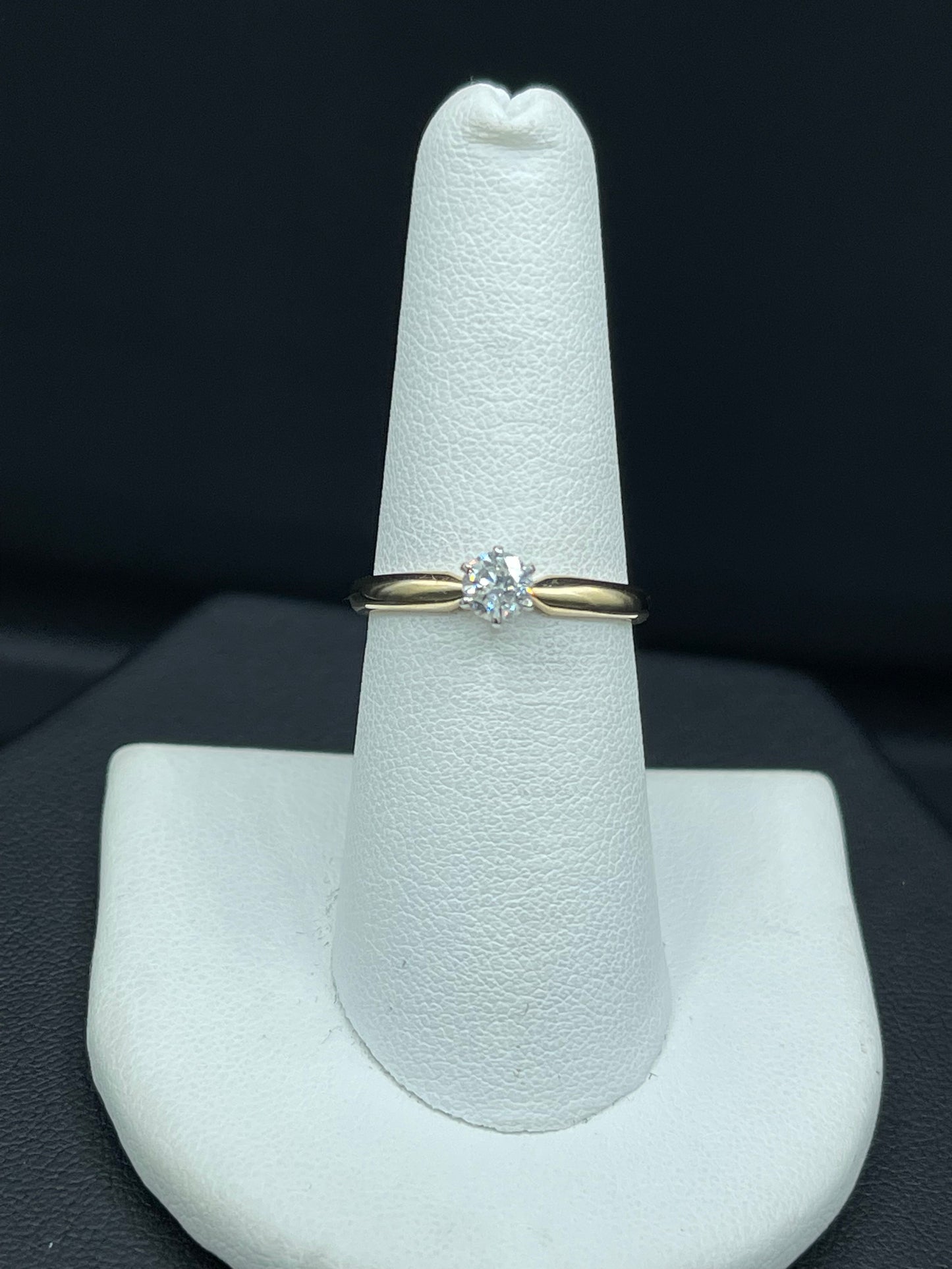 Natural Diamond 14k Yellow + White Gold Engagement Ring (Size 7)