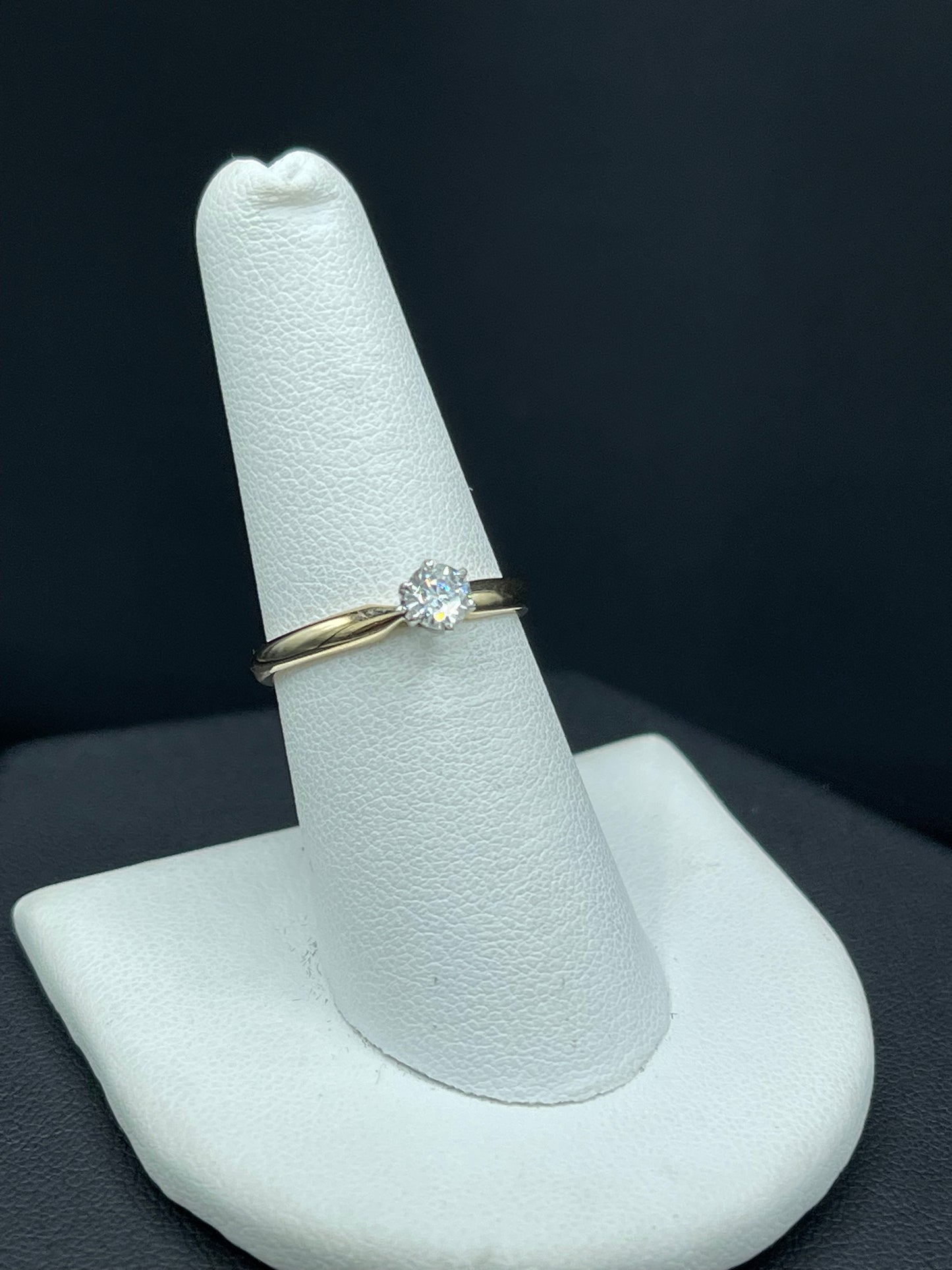 Natural Diamond 14k Yellow + White Gold Engagement Ring (Size 7)