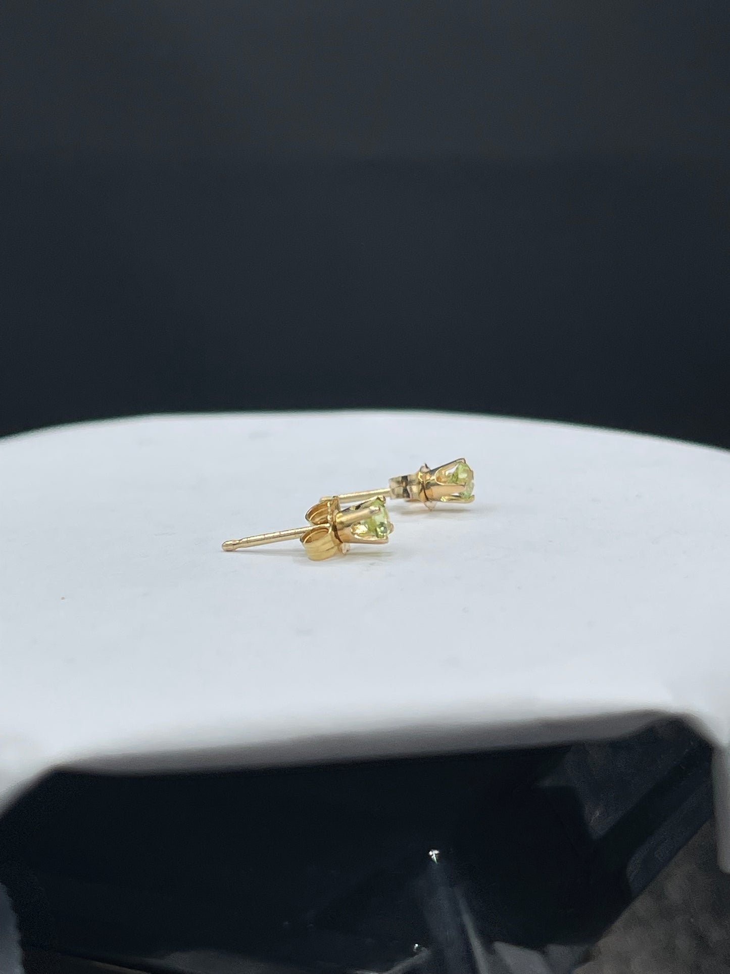 3MM Peridot 14K Yellow Gold Stud Earrings