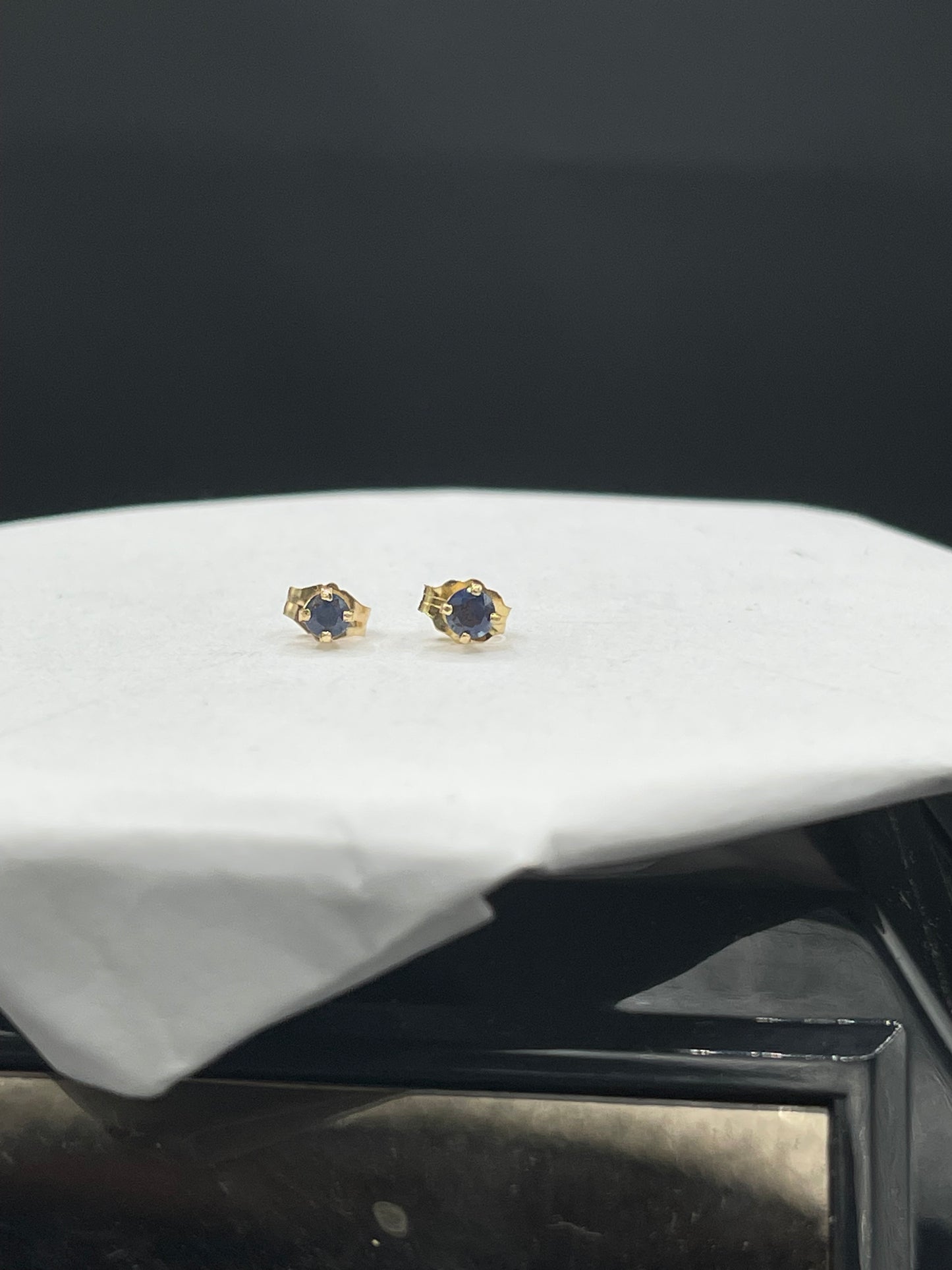 3MM Sapphire 14K Gold Stud Earrings