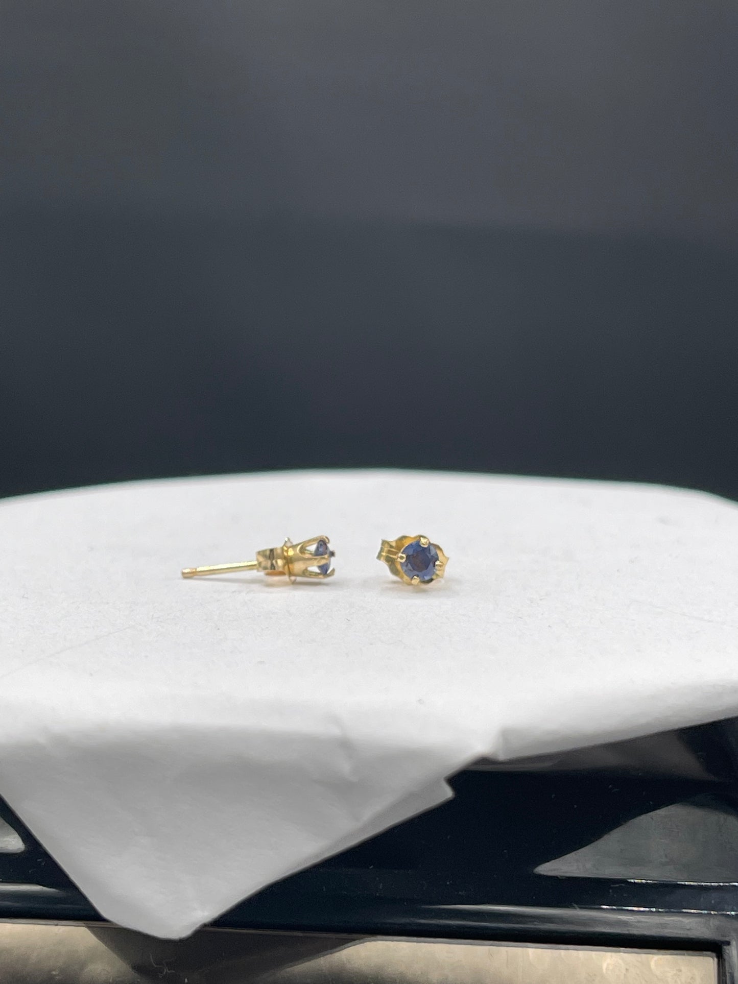 3MM Sapphire 14K Gold Stud Earrings