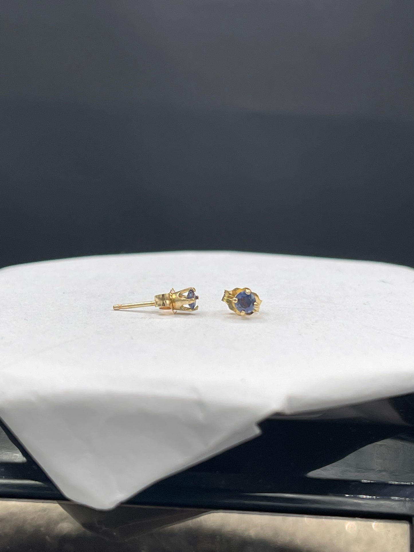 3MM Sapphire 14K Gold Stud Earrings