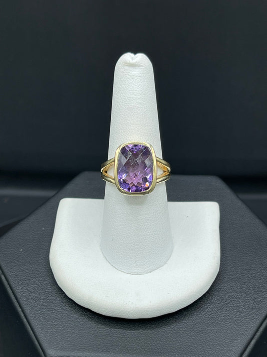 Natural Amethyst Vermeil Sterling Silver Ring (Size 8)