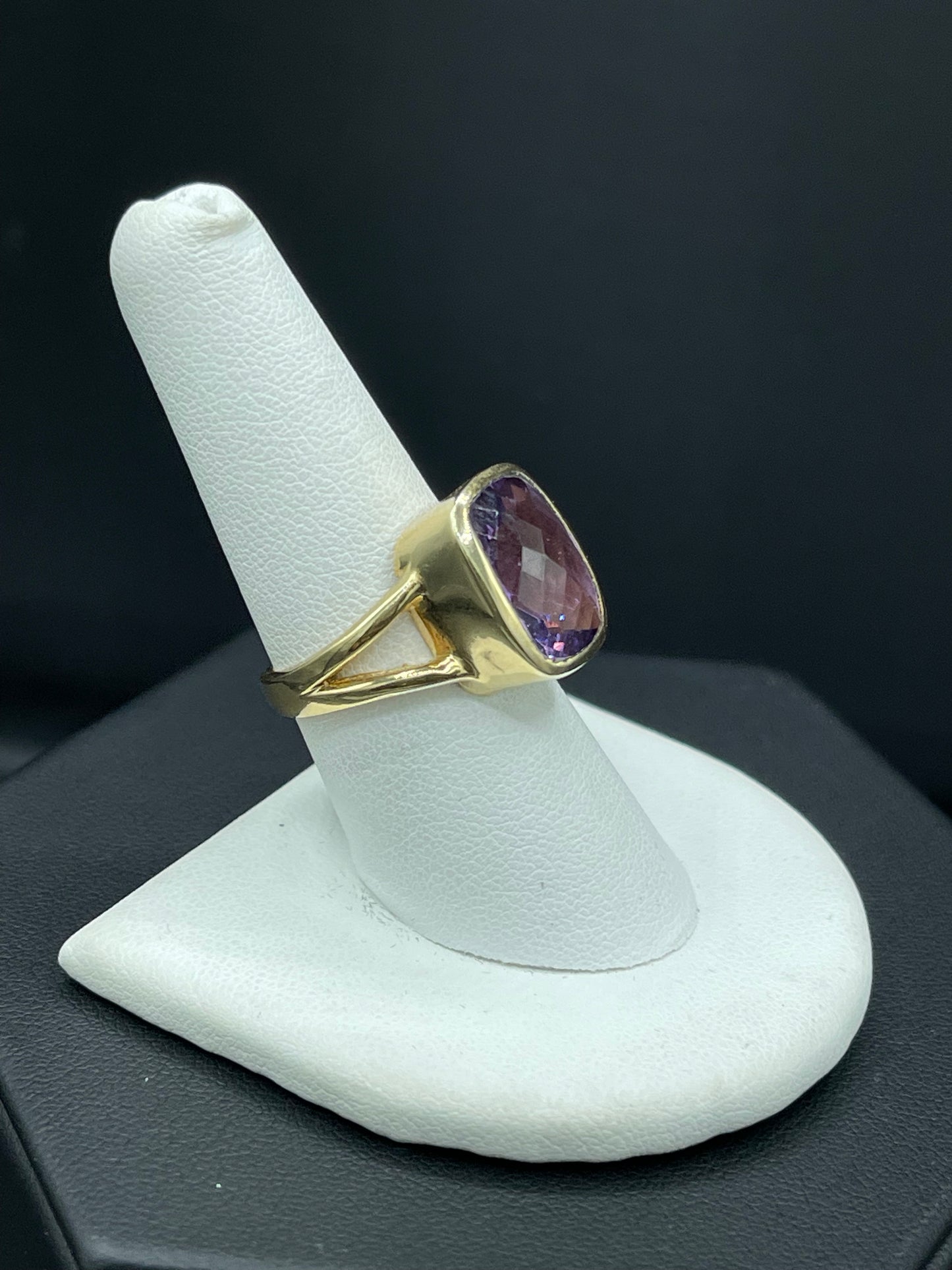 Natural Amethyst Vermeil Sterling Silver Ring (Size 8)