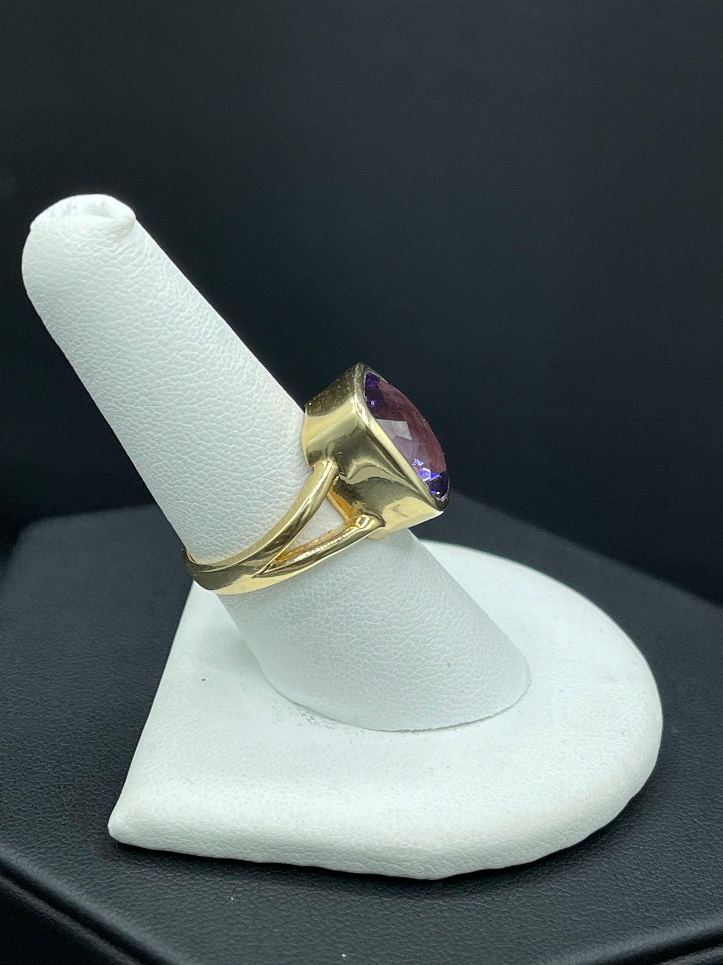 Natural Amethyst Vermeil Sterling Silver Ring (Size 8)