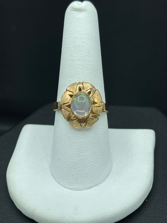 Natural Mexican Opal 14k Yellow Gold Ring (Size 8.5)