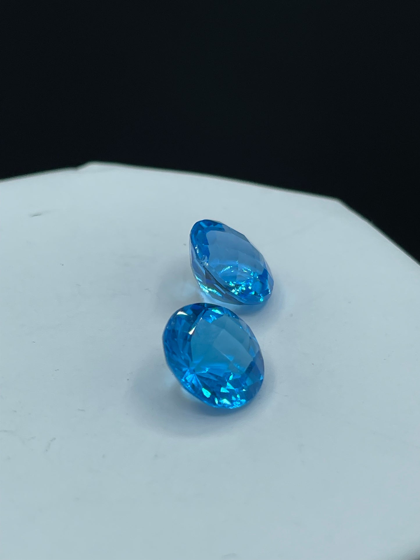 23.08 Carat Super Swiss Blue Topaz Round Cut Matching Pair Loose Gemstones 14.05 x 14.05 x 9.53 MM