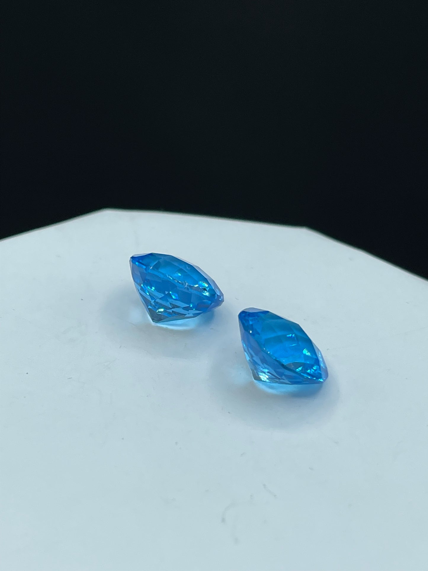 23.08 Carat Super Swiss Blue Topaz Round Cut Matching Pair Loose Gemstones 14.05 x 14.05 x 9.53 MM