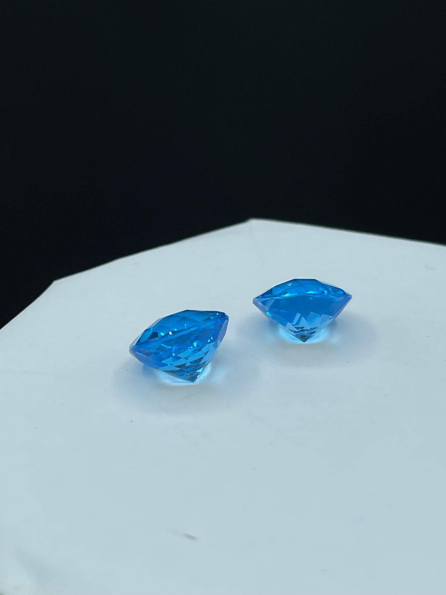 23.08 Carat Super Swiss Blue Topaz Round Cut Matching Pair Loose Gemstones 14.05 x 14.05 x 9.53 MM
