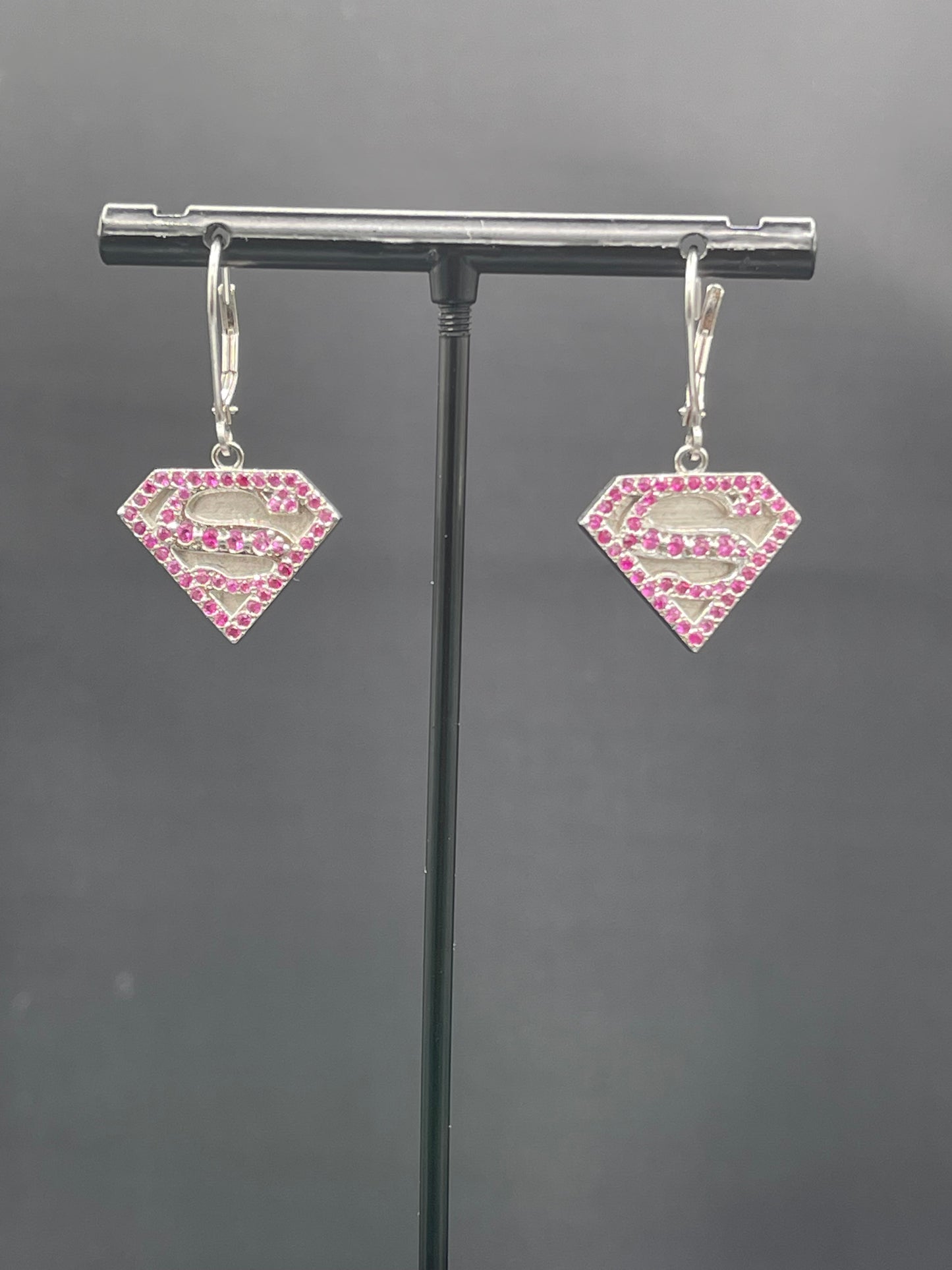 Pink Sapphire & Platinum Supergirl Dangle Earrings