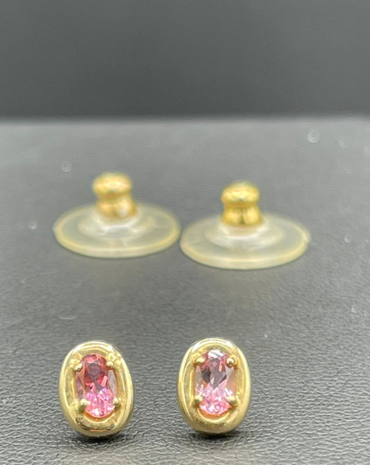 0.75 Carat Pink Tourmaline 14k Yellow Gold Stud Earrings