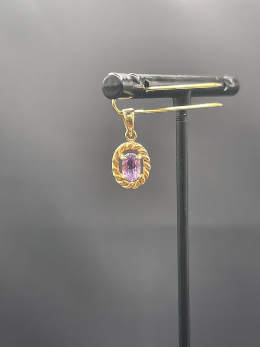 Petite Natural Amethyst 14k Yellow Gold Pendant