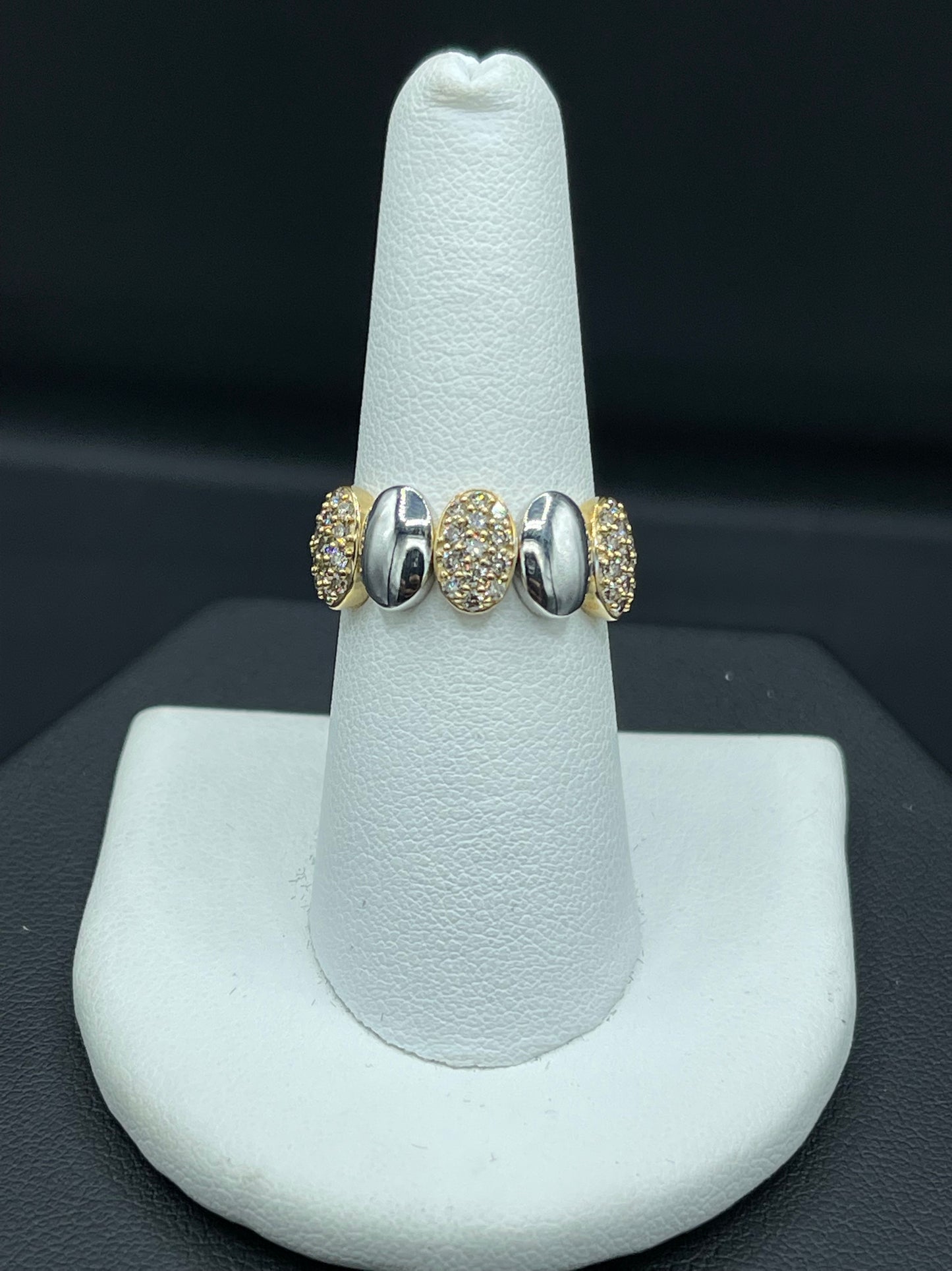 Natural Diamond 18k Yellow + White Gold Multi Cluster Ring (Size 7.5)
