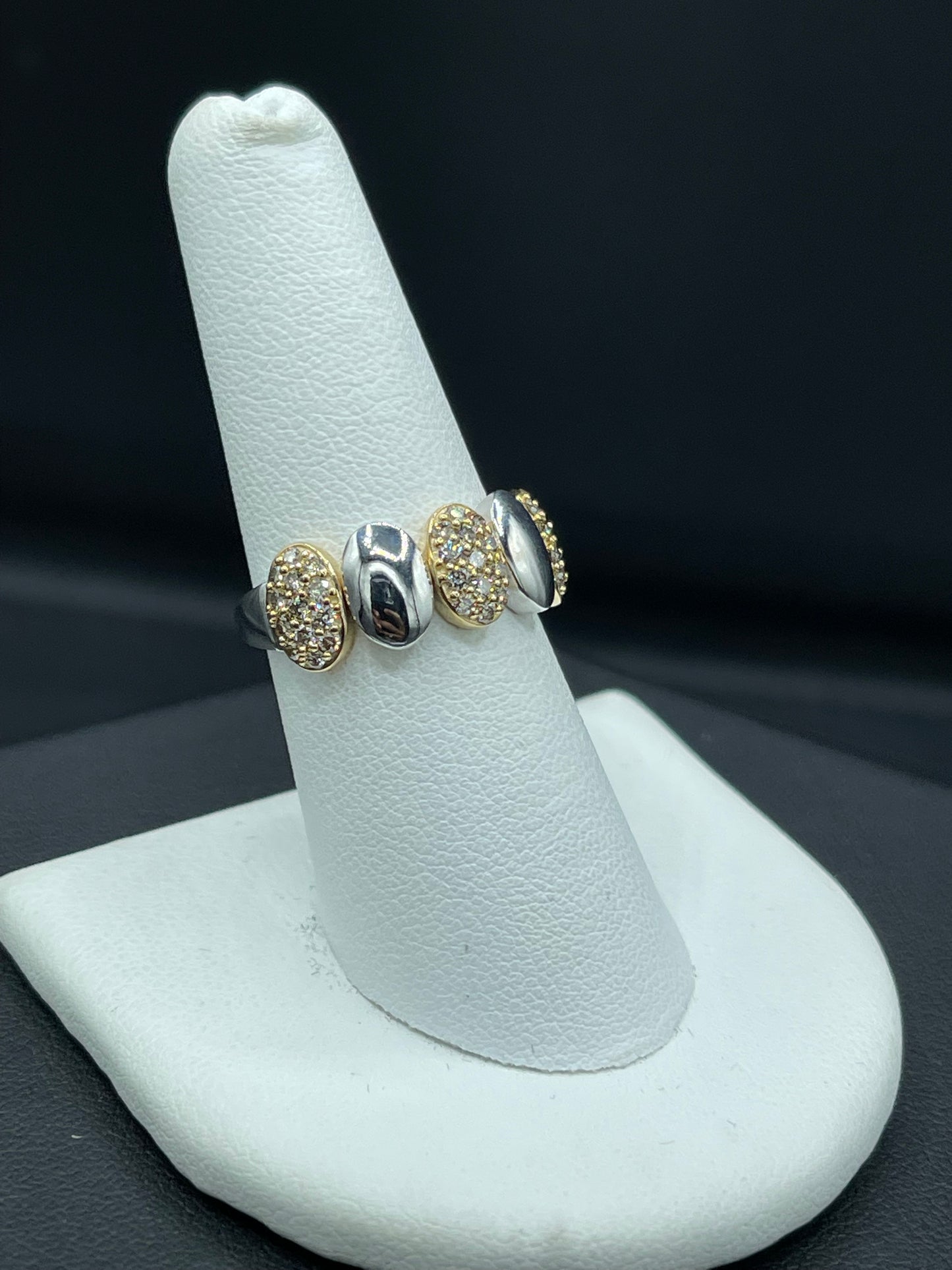 Natural Diamond 18k Yellow + White Gold Multi Cluster Ring (Size 7.5)